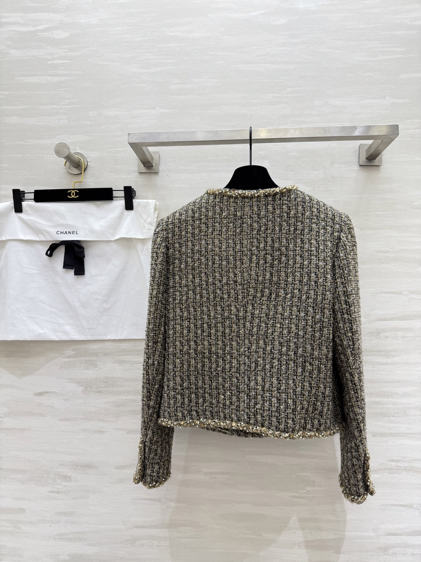 #Chane♡²⁵秋冬新款 意大利进口编织花呢面料外套 内里真丝提花里衬 高品质 现货首发size：36