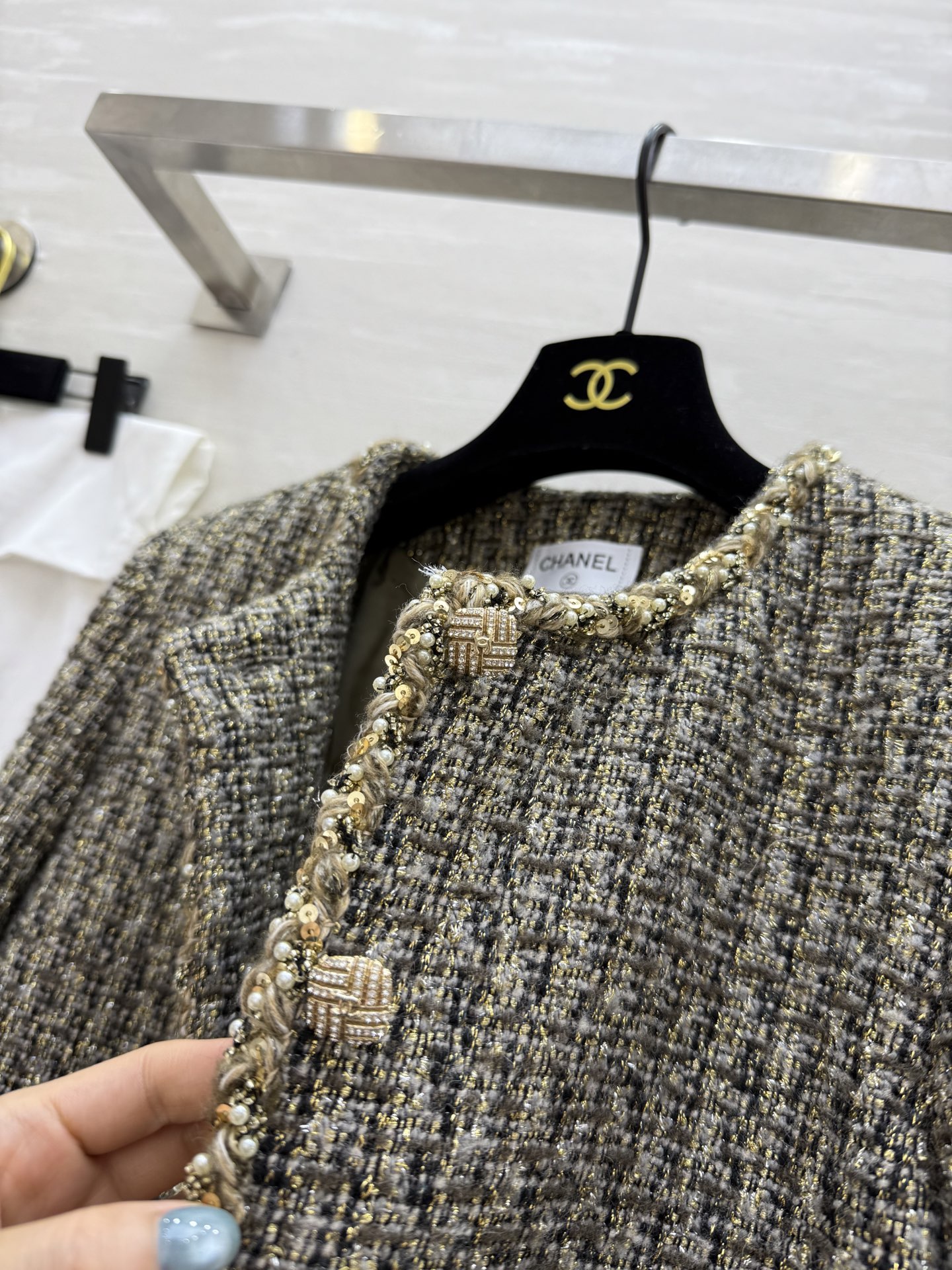 #Chane♡²⁵秋冬新款 意大利进口编织花呢面料外套 内里真丝提花里衬 高品质 现货首发size：36