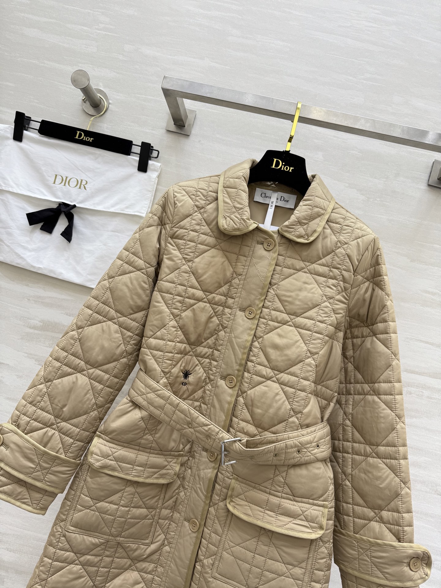 #DIO♡²⁵秋冬新款 藤格纹翻领中长款棉服 高品质定制 现货首发size：S/M/L（s码肩宽：37，