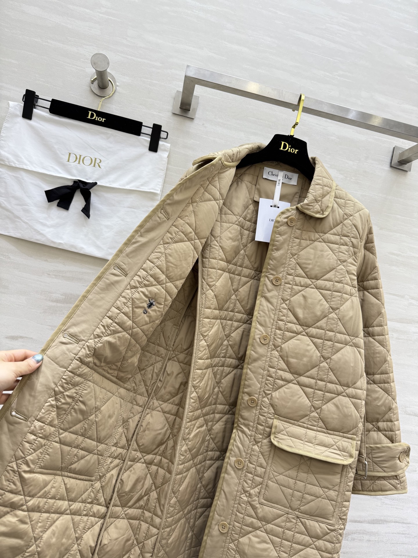 #DIO♡²⁵秋冬新款 藤格纹翻领中长款棉服 高品质定制 现货首发size：S/M/L（s码肩宽：37，