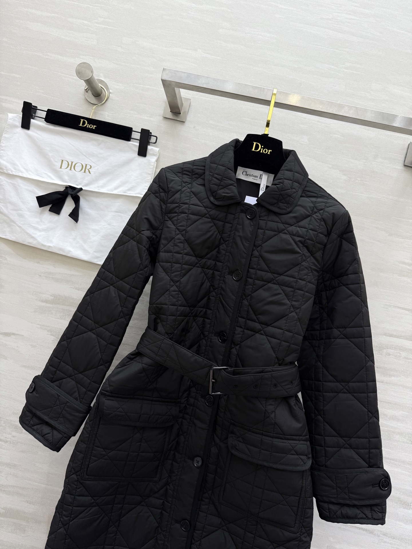 #DIO♡²⁵秋冬新款 藤格纹翻领中长款棉服 高品质定制 现货首发size：S/M/L（s码肩宽：37，