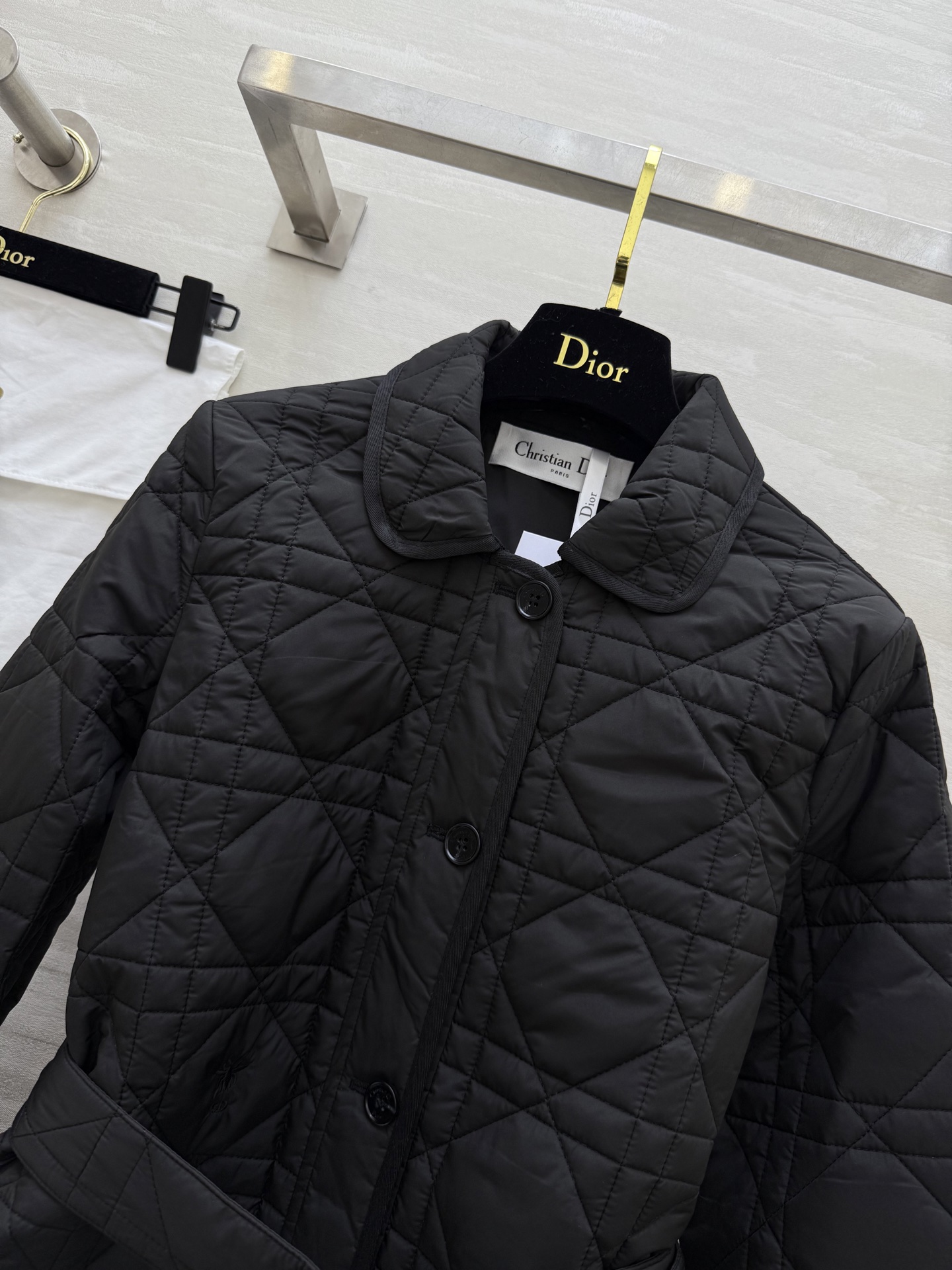 #DIO♡²⁵秋冬新款 藤格纹翻领中长款棉服 高品质定制 现货首发size：S/M/L（s码肩宽：37，