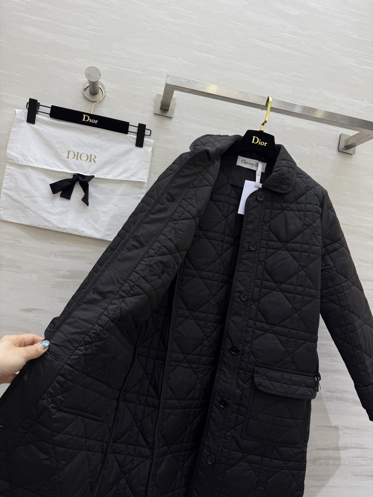 #DIO♡²⁵秋冬新款 藤格纹翻领中长款棉服 高品质定制 现货首发size：S/M/L（s码肩宽：37，