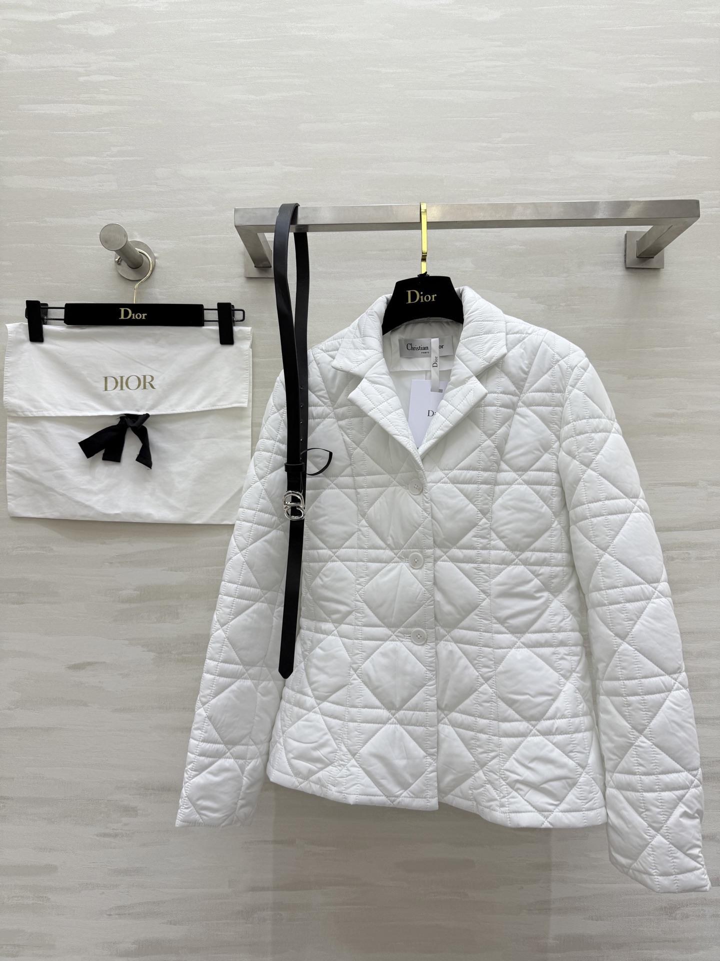 #DIO♡²⁵秋冬新款 戴妃藤格纹棉服外套 配送腰带点缀精致收腰显瘦 高品质 现货首发size：S/M/