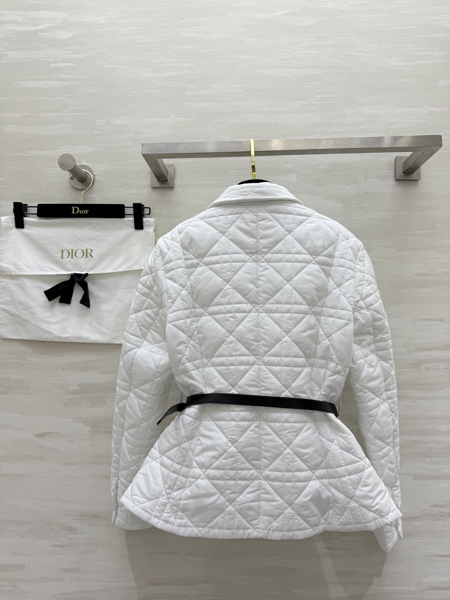 #DIO♡²⁵秋冬新款 戴妃藤格纹棉服外套 配送腰带点缀精致收腰显瘦 高品质 现货首发size：S/M/