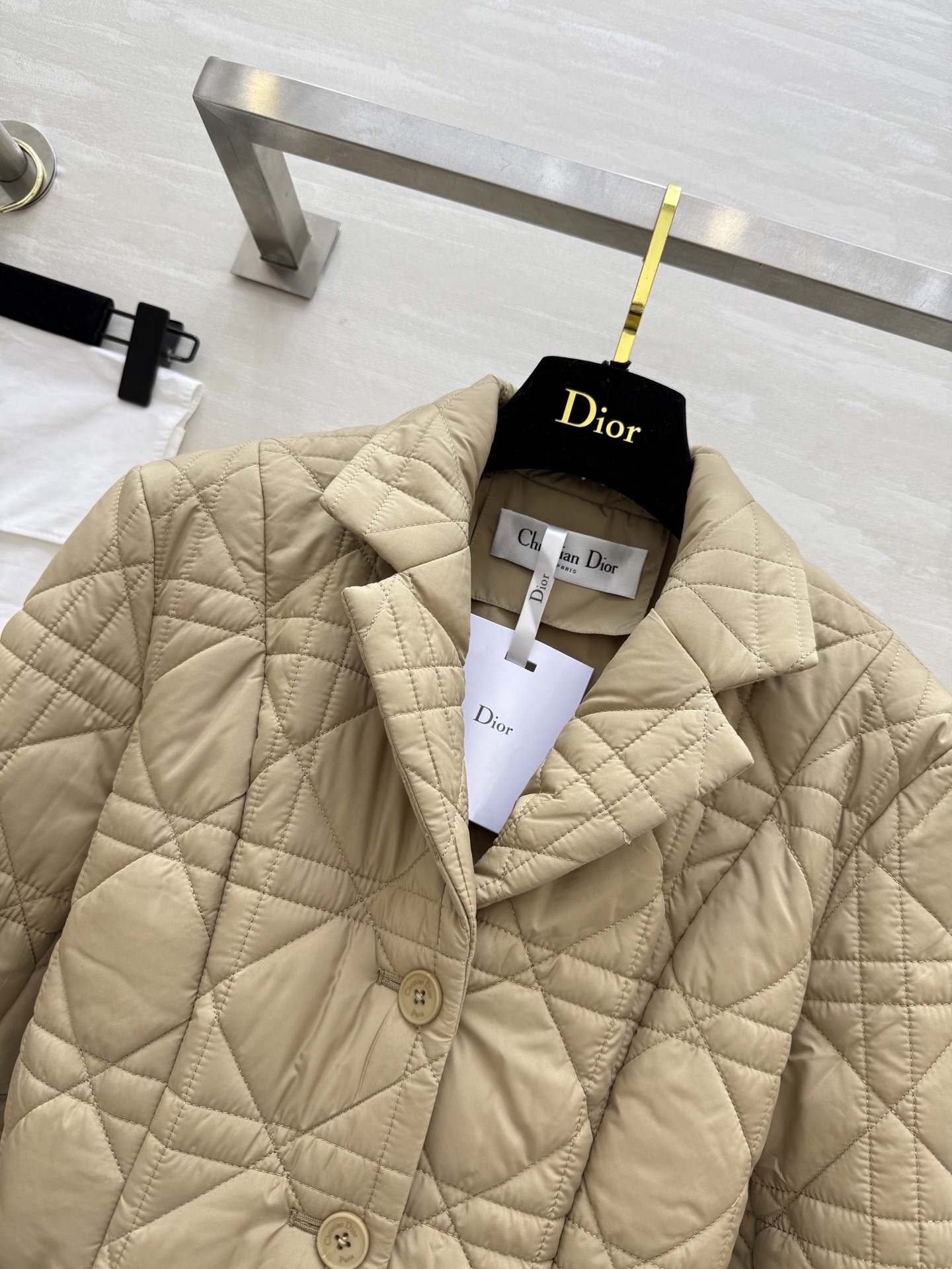 #DIO♡²⁵秋冬新款 戴妃藤格纹棉服外套 配送腰带点缀精致收腰显瘦 高品质 现货首发size：S/M/