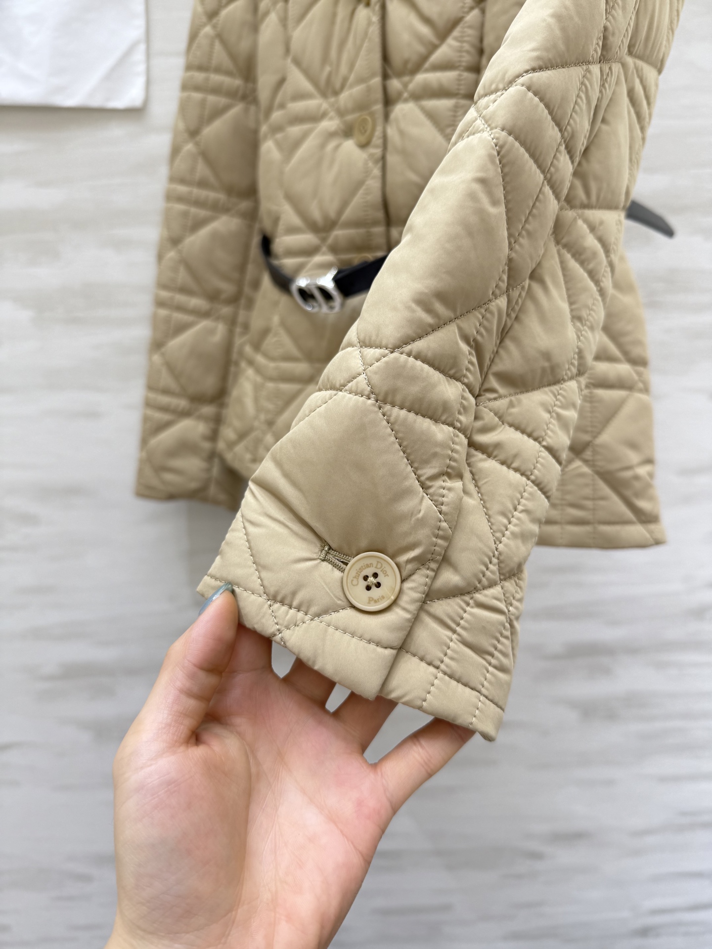 #DIO♡²⁵秋冬新款 戴妃藤格纹棉服外套 配送腰带点缀精致收腰显瘦 高品质 现货首发size：S/M/