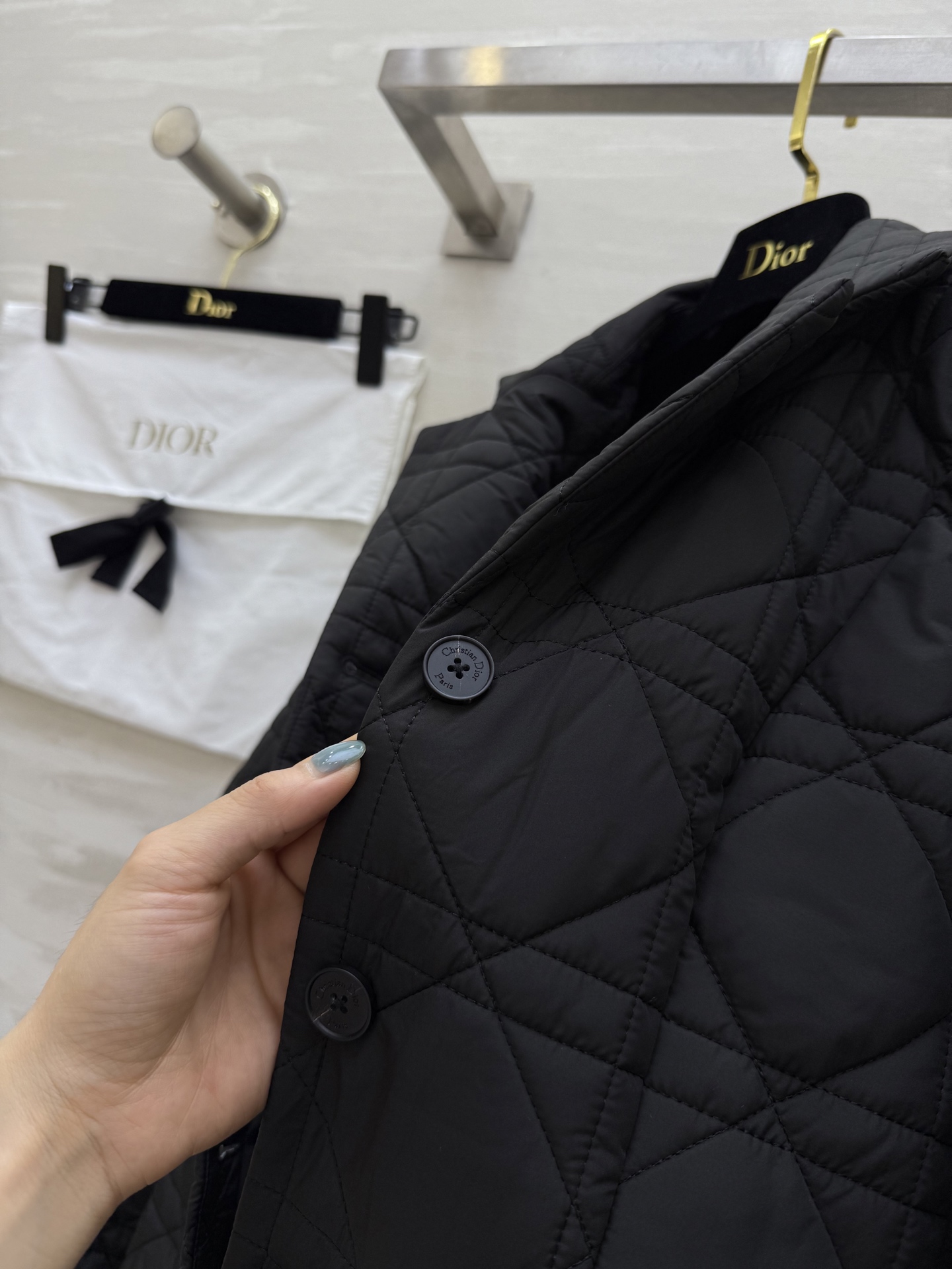 #DIO♡²⁵秋冬新款 戴妃藤格纹棉服外套 配送腰带点缀精致收腰显瘦 高品质 现货首发size：S/M/