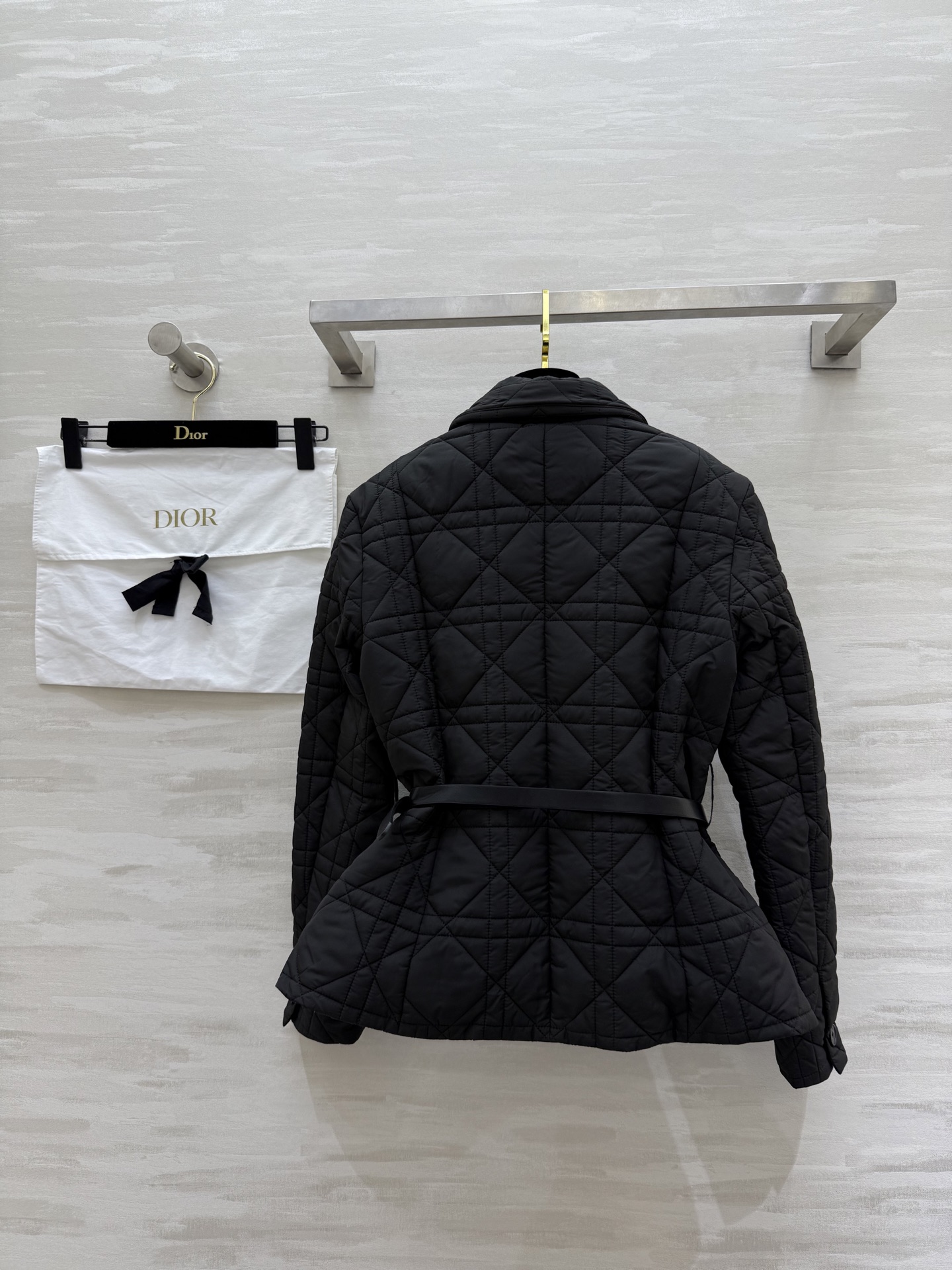 #DIO♡²⁵秋冬新款 戴妃藤格纹棉服外套 配送腰带点缀精致收腰显瘦 高品质 现货首发size：S/M/