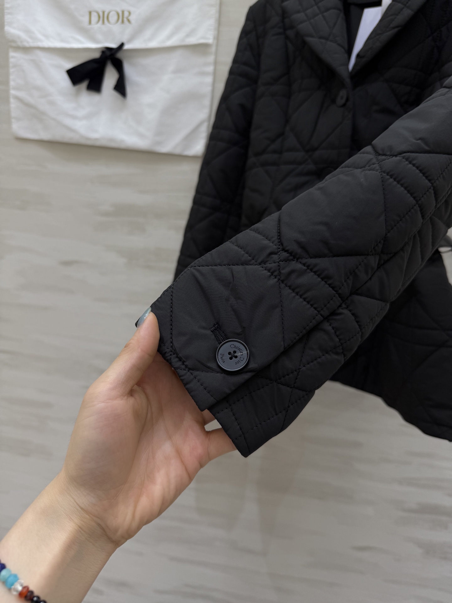 #DIO♡²⁵秋冬新款 戴妃藤格纹棉服外套 配送腰带点缀精致收腰显瘦 高品质 现货首发size：S/M/