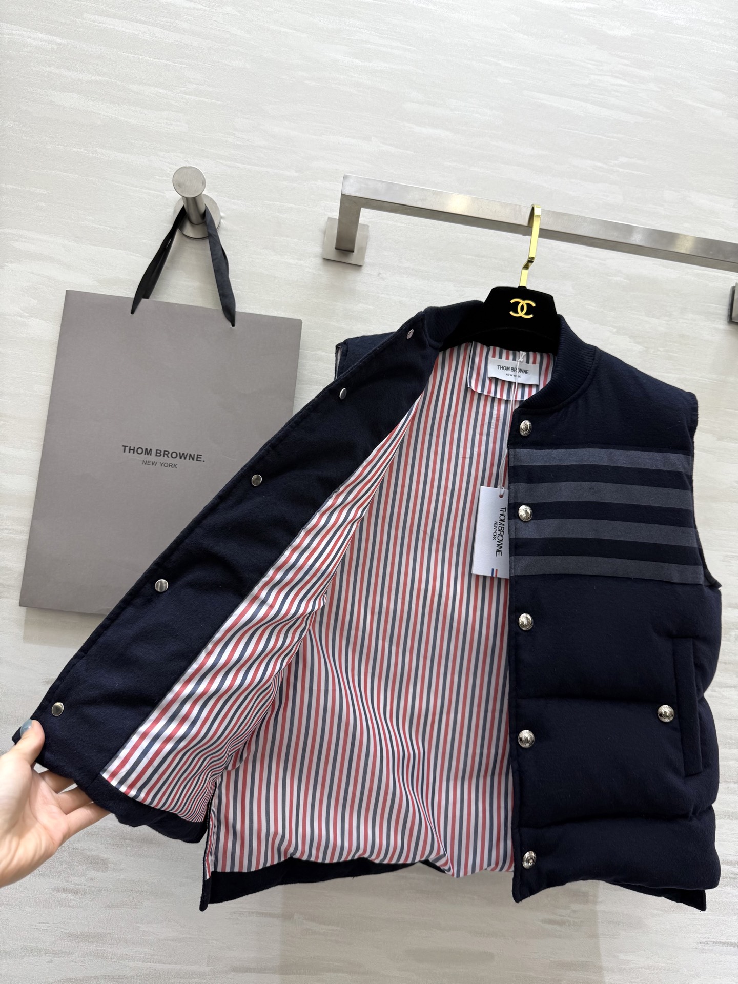 #TB²⁵汤姆布朗²⁵秋冬新款 白鹅绒马甲外套 内里填充90白鹅绒 外层羊毛保暖舒适 高品质定制 现货首