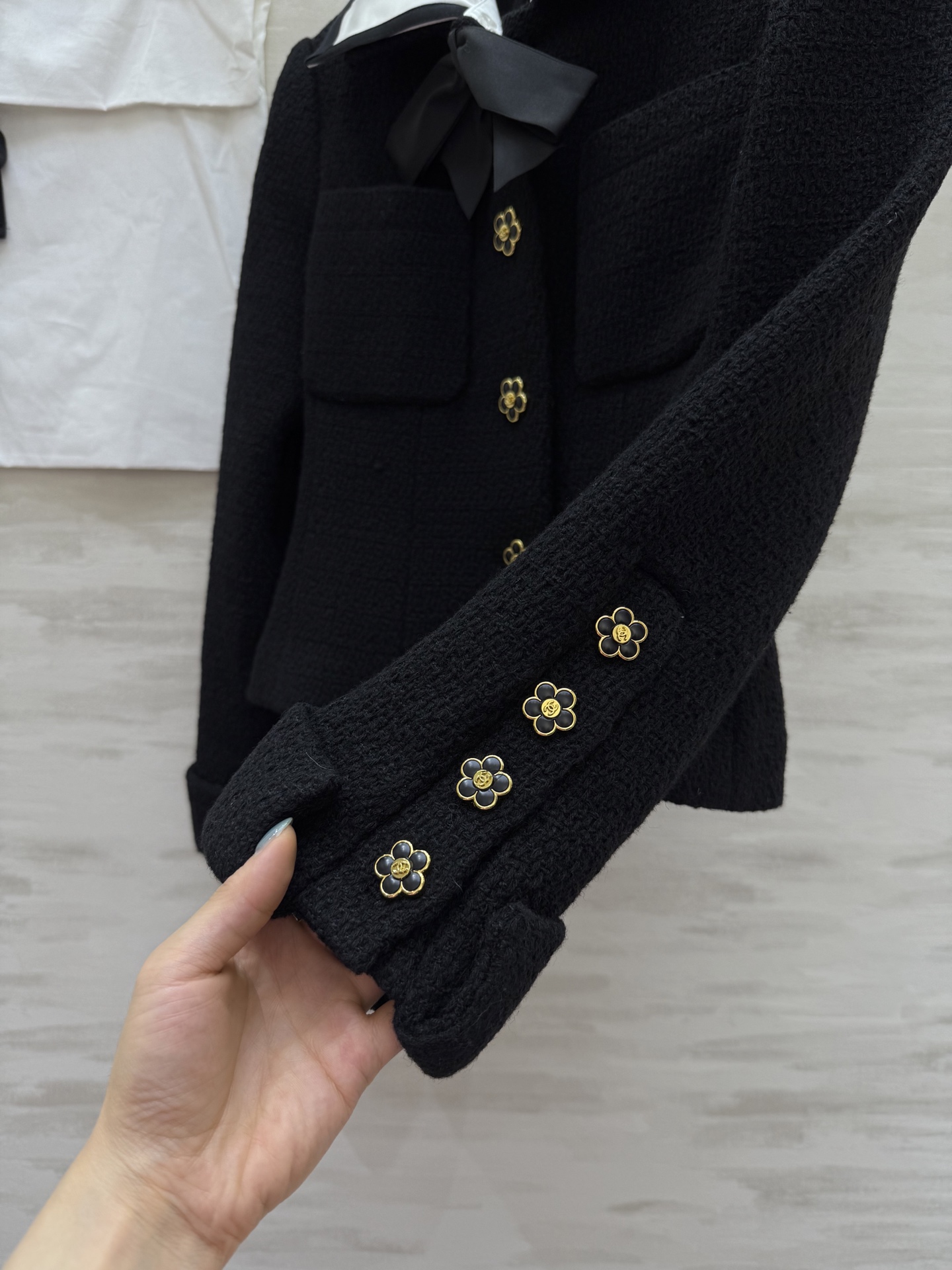 #Chane♡²⁵ Vintage｜山茶花扣撞色翻领羊毛编织花呢外套 高品质定制 现货首发size：36