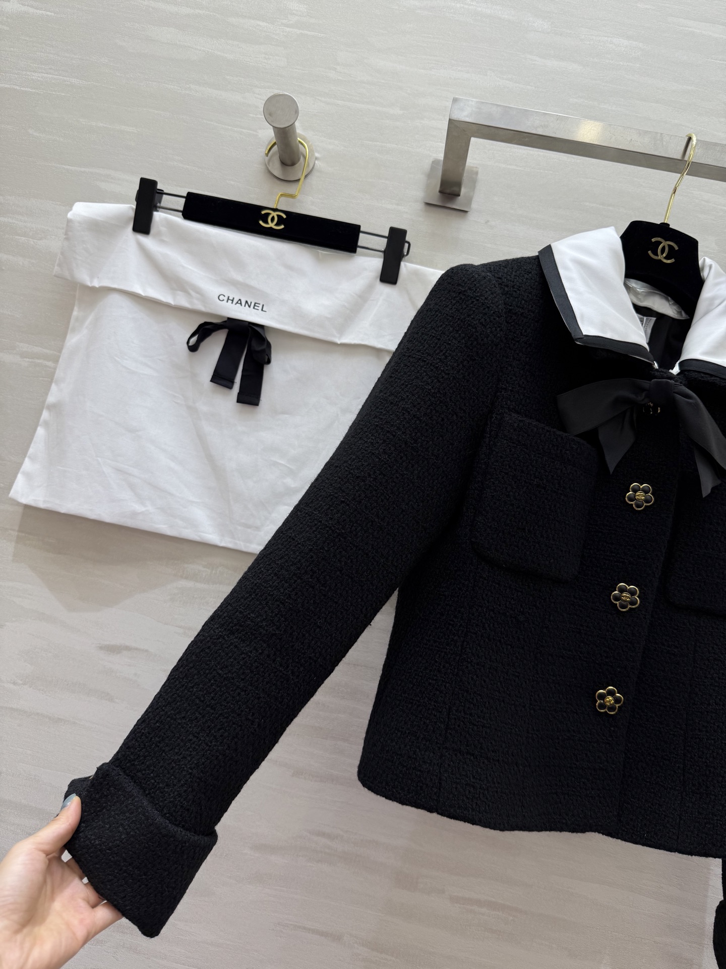 #Chane♡²⁵ Vintage｜山茶花扣撞色翻领羊毛编织花呢外套 高品质定制 现货首发size：36