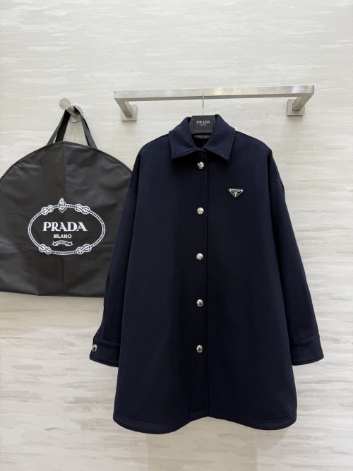 Prada Wool Blend Button-Down Coat, Mid-Length, Classic Design 5 Prada Wool Blend Button-Down Coat, Mid-Length, Classic Design