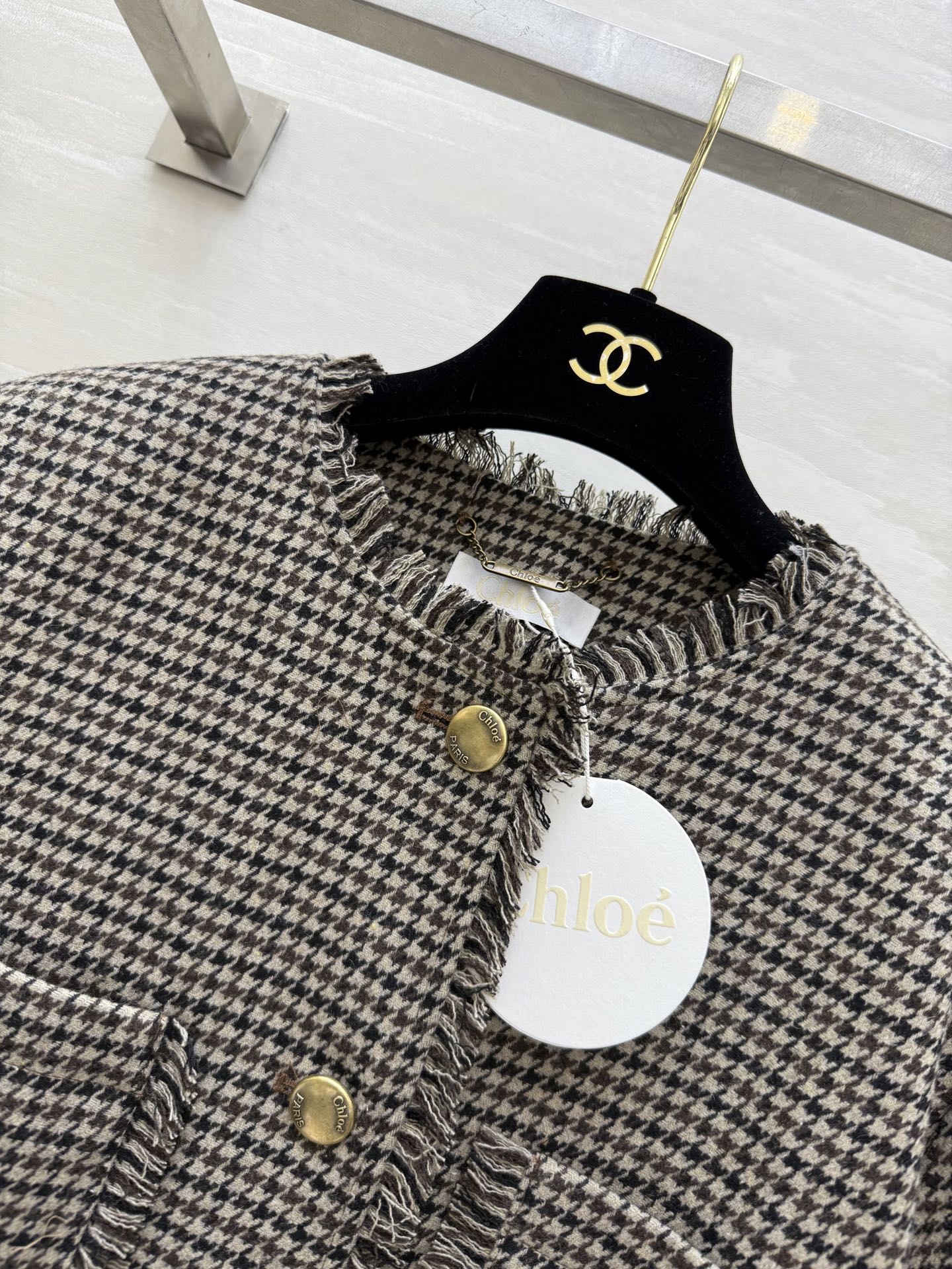 #Chlo♡²⁵秋冬新款 羊毛格纹中长款外套 高品质定制 现货首发size：S/M/L（s码胸围：104