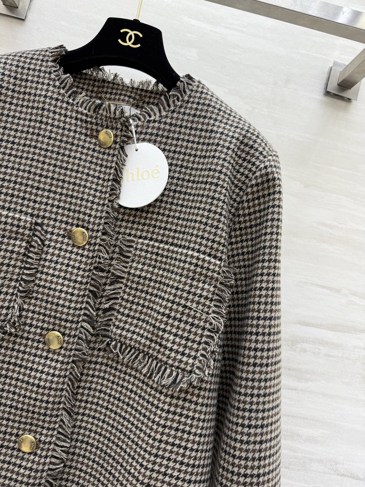 #Chlo♡²⁵秋冬新款 羊毛格纹中长款外套 高品质定制 现货首发size：S/M/L（s码胸围：104