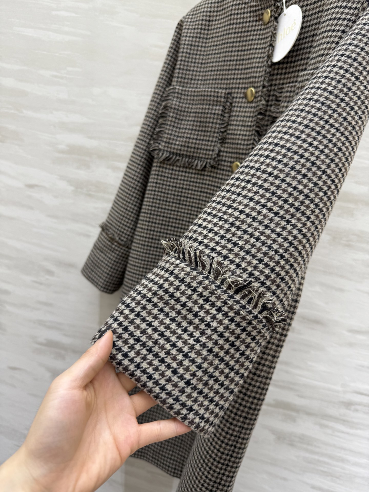 #Chlo♡²⁵秋冬新款 羊毛格纹中长款外套 高品质定制 现货首发size：S/M/L（s码胸围：104