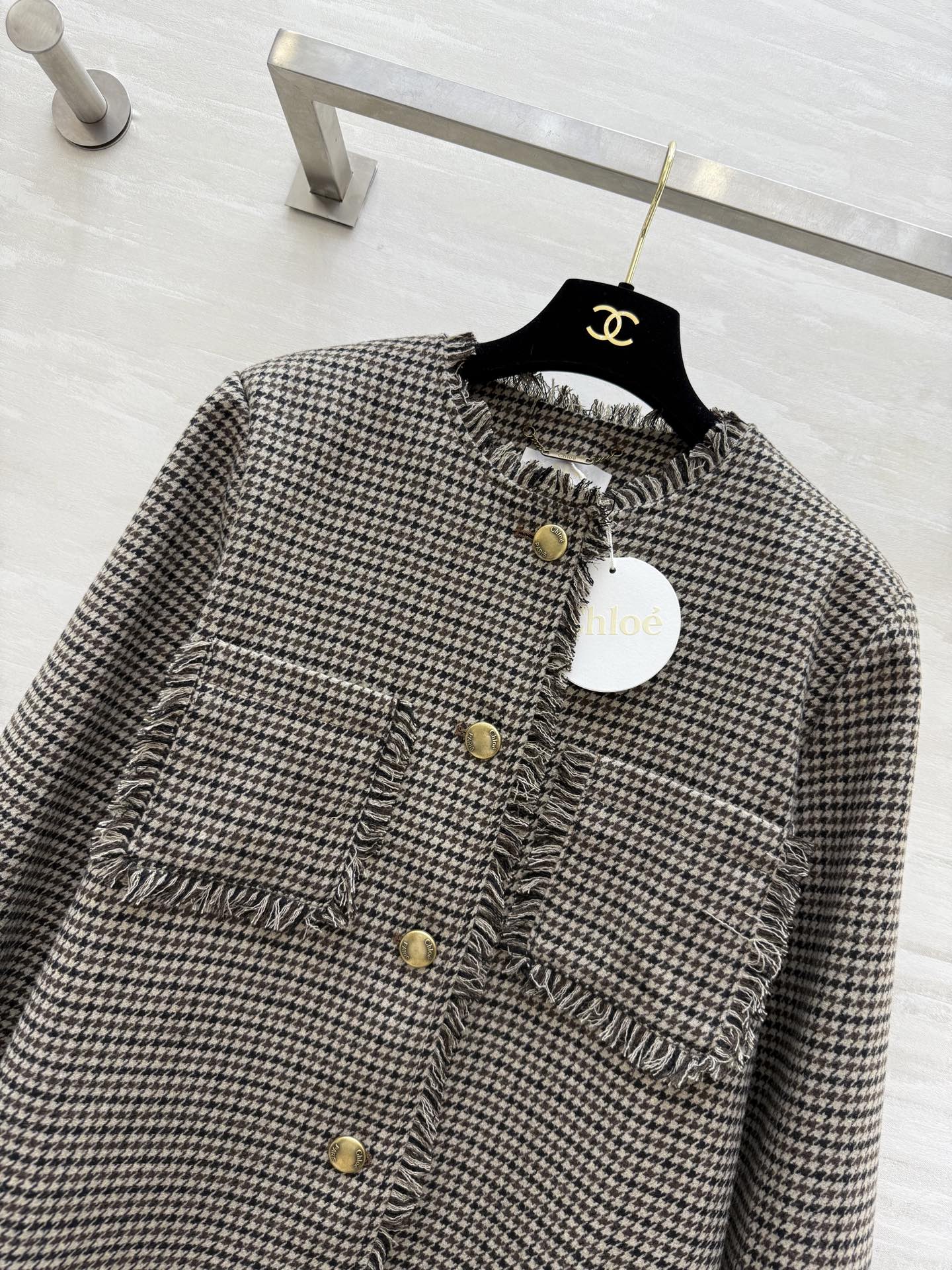 #Chlo♡²⁵秋冬新款 羊毛格纹中长款外套 高品质定制 现货首发size：S/M/L（s码胸围：104