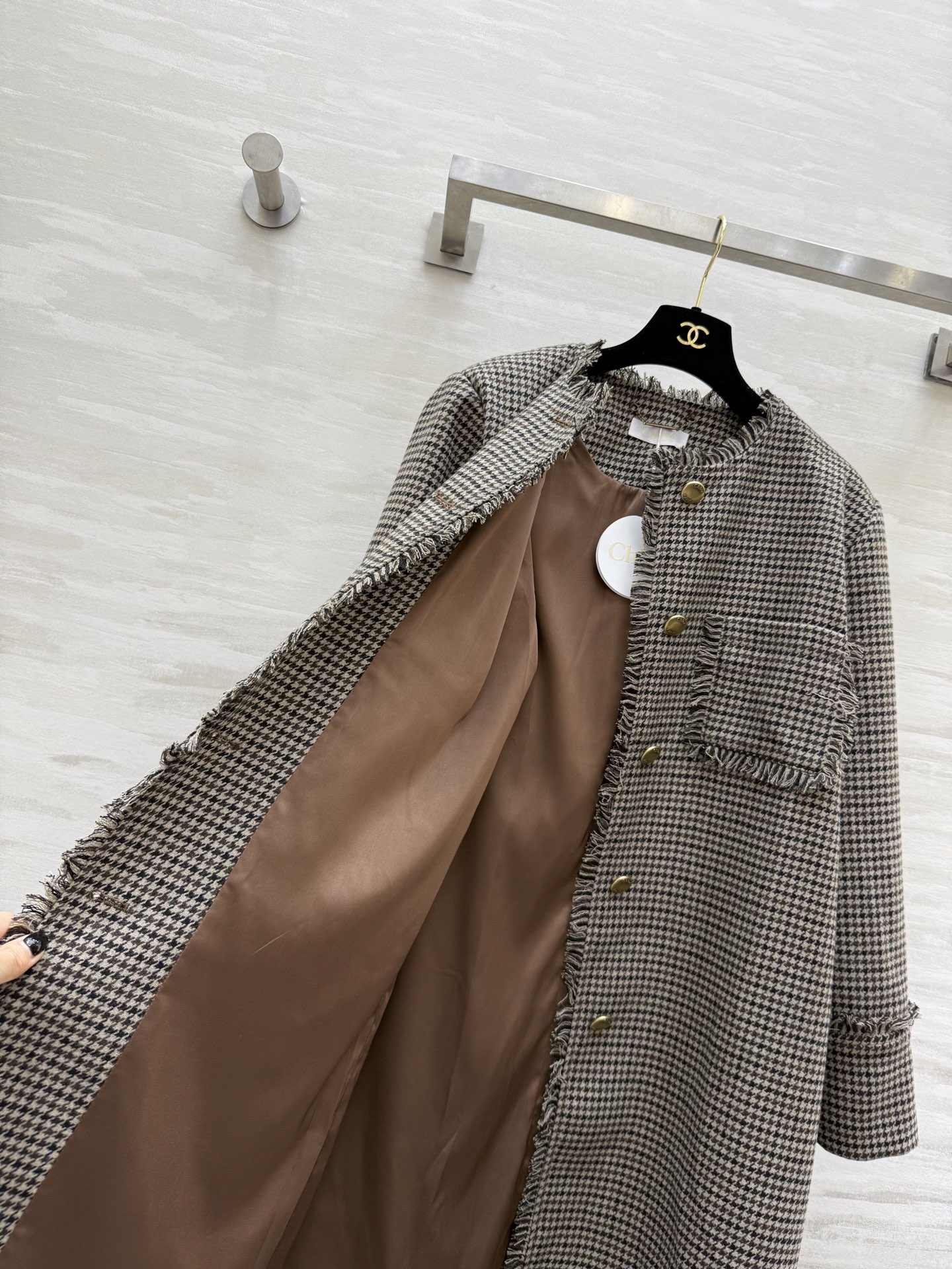 #Chlo♡²⁵秋冬新款 羊毛格纹中长款外套 高品质定制 现货首发size：S/M/L（s码胸围：104