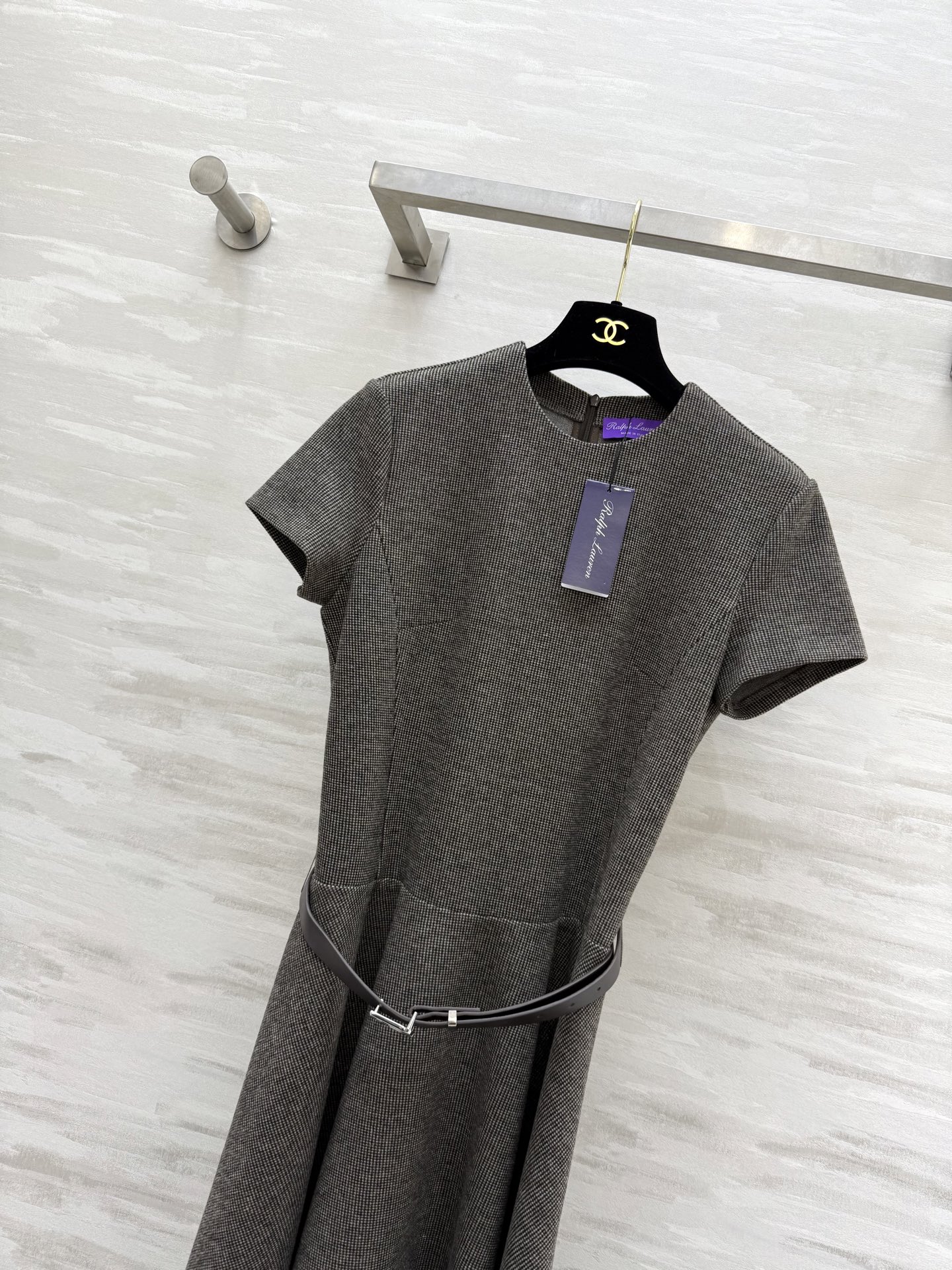 #Ralph Laure♡²⁵秋冬新款 紫標老钱风短袖连衣裙 定制复古格纹面料 高品质 现货首发size