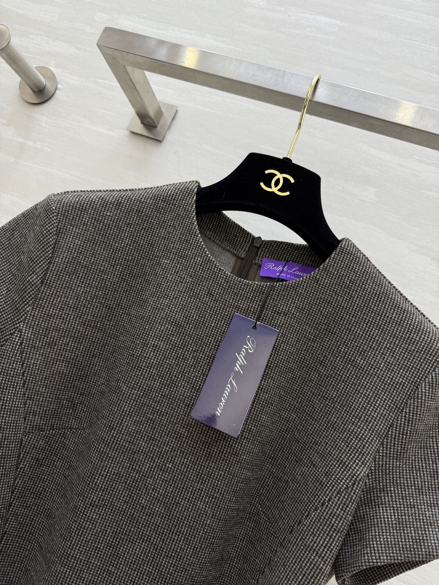 #Ralph Laure♡²⁵秋冬新款 紫標老钱风短袖连衣裙 定制复古格纹面料 高品质 现货首发size