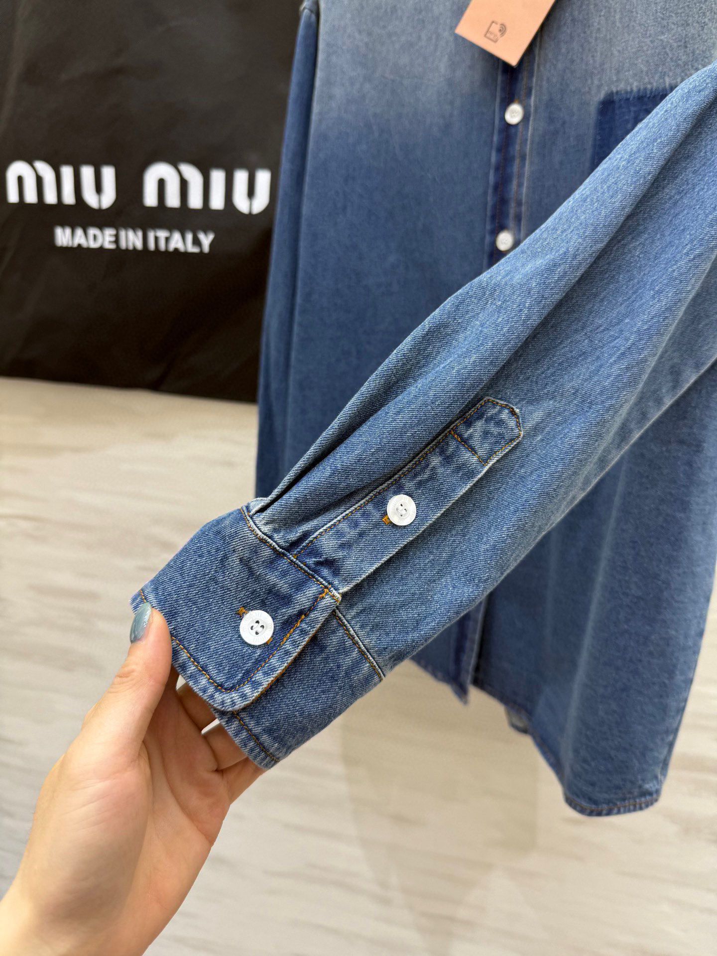 Miu Miu Distressed Denim Shirt - High Quality, Autumn/Winter Collection 7 i1762790427763 8617 0 5