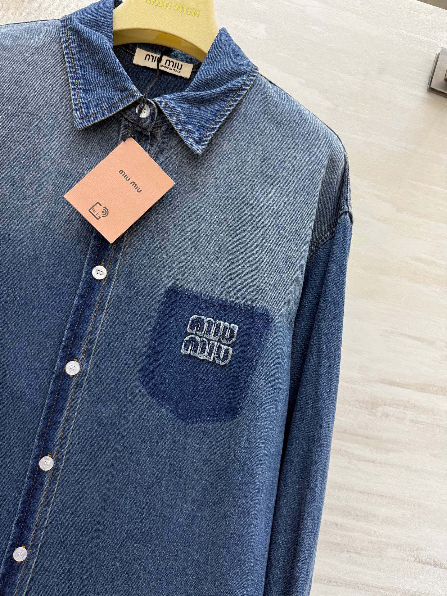 Miu Miu Distressed Denim Shirt - High Quality, Autumn/Winter Collection 3 i1762790427791 2902 0 1