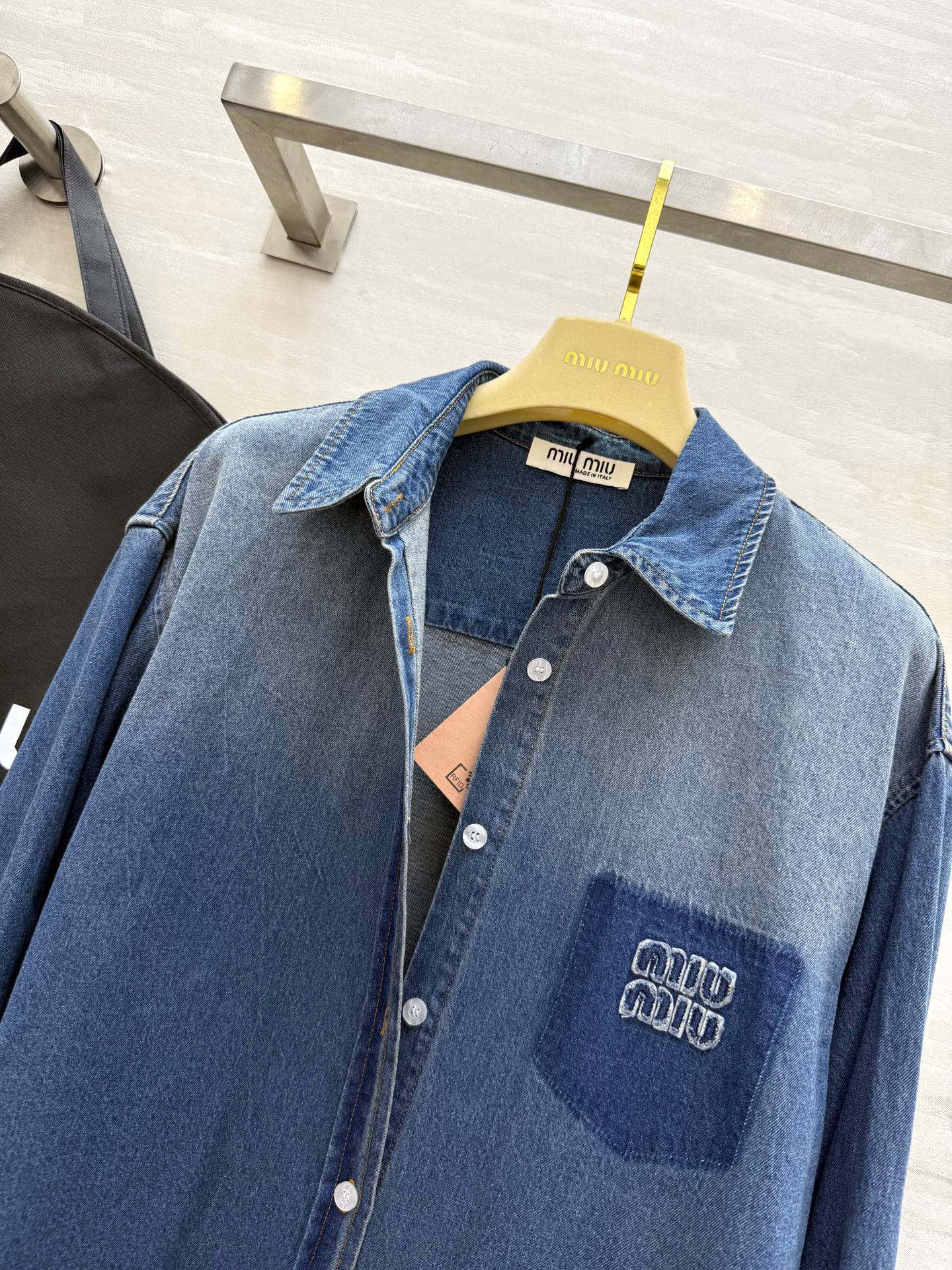Miu Miu Distressed Denim Shirt - High Quality, Autumn/Winter Collection 9 i1762790429086 7358 0 7