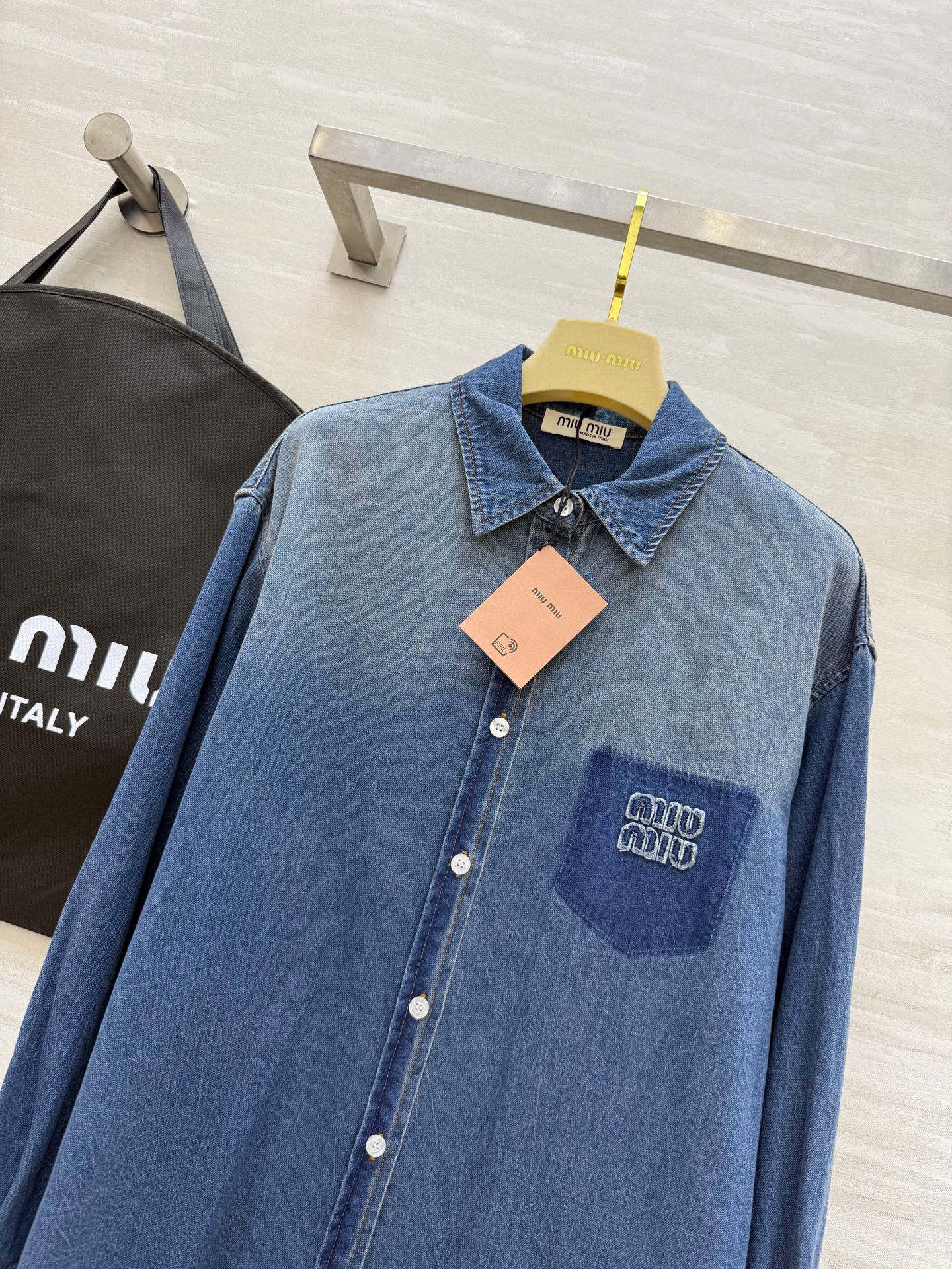 Miu Miu Distressed Denim Shirt - High Quality, Autumn/Winter Collection 4 i1762790429130 1963 0 2
