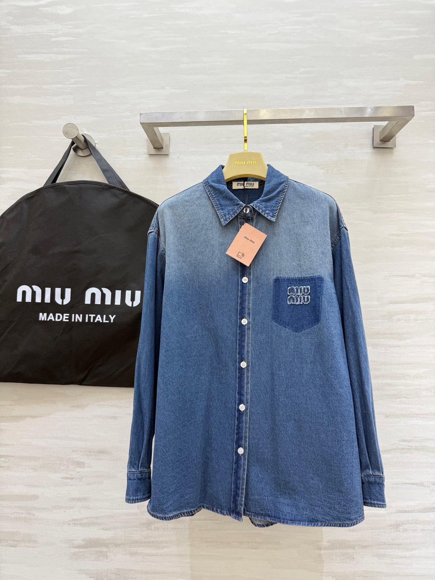 Miu Miu Distressed Denim Shirt – High Quality, Autumn/Winter Collection