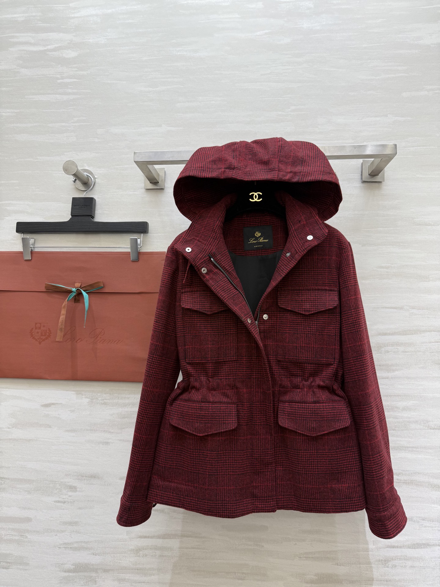 #Loro Pian♡ 25/26系列 羊毛格纹连帽外套 高品质定制 现货首发size：S/M/L（s码