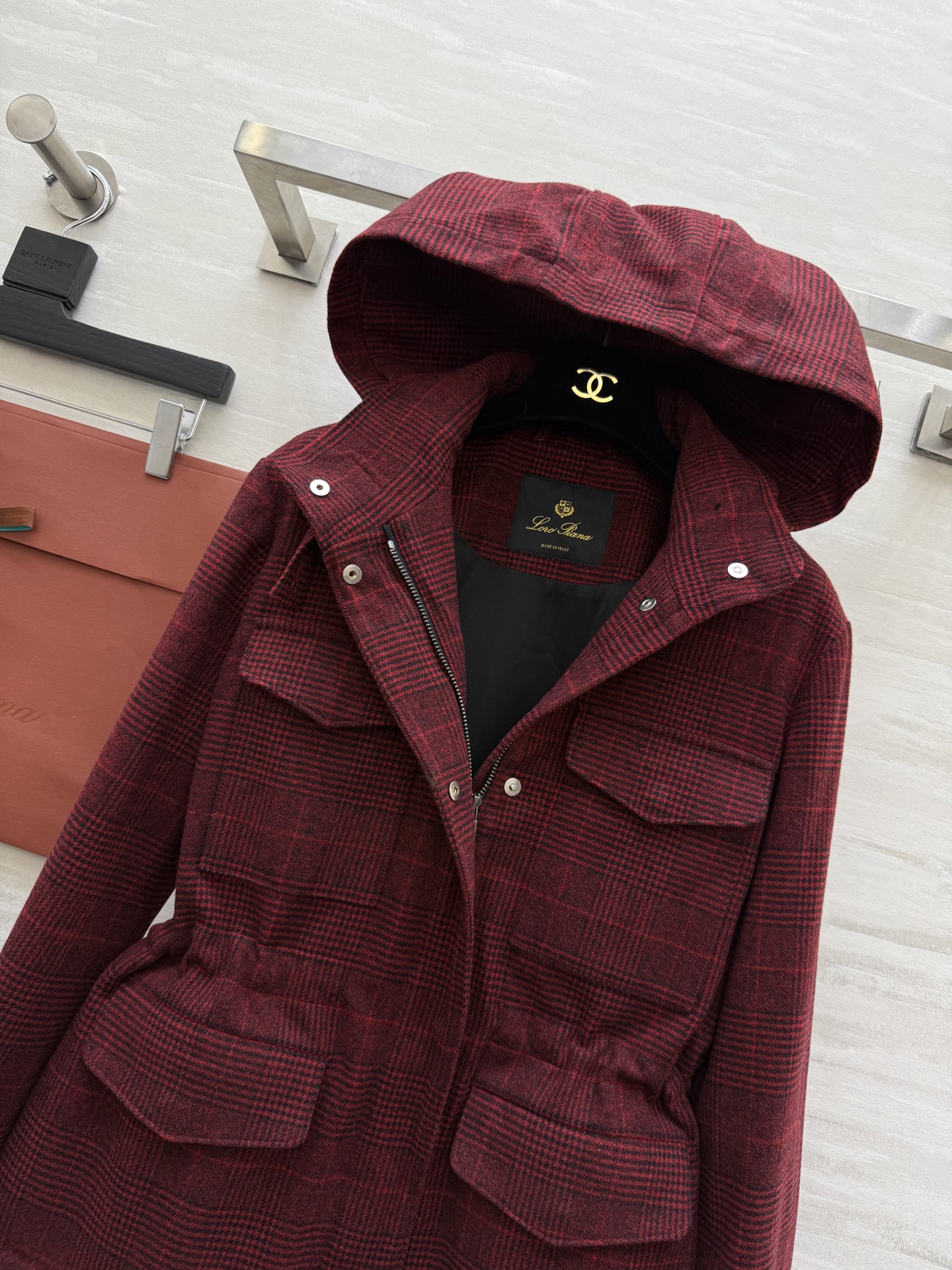 #Loro Pian♡ 25/26系列 羊毛格纹连帽外套 高品质定制 现货首发size：S/M/L（s码