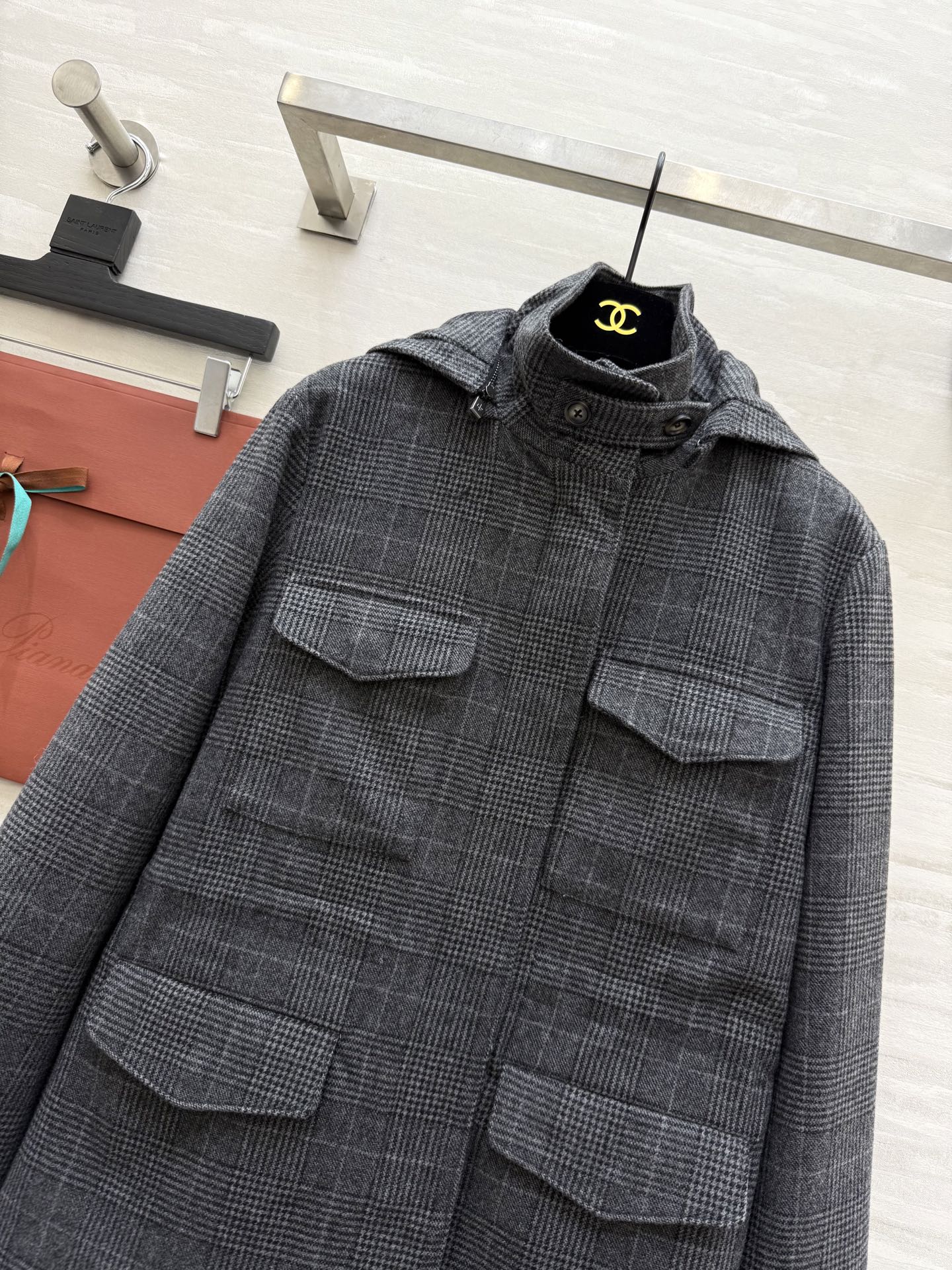 #Loro Pian♡ 25/26系列 羊毛格纹连帽外套 高品质定制 现货首发size：S/M/L（s码
