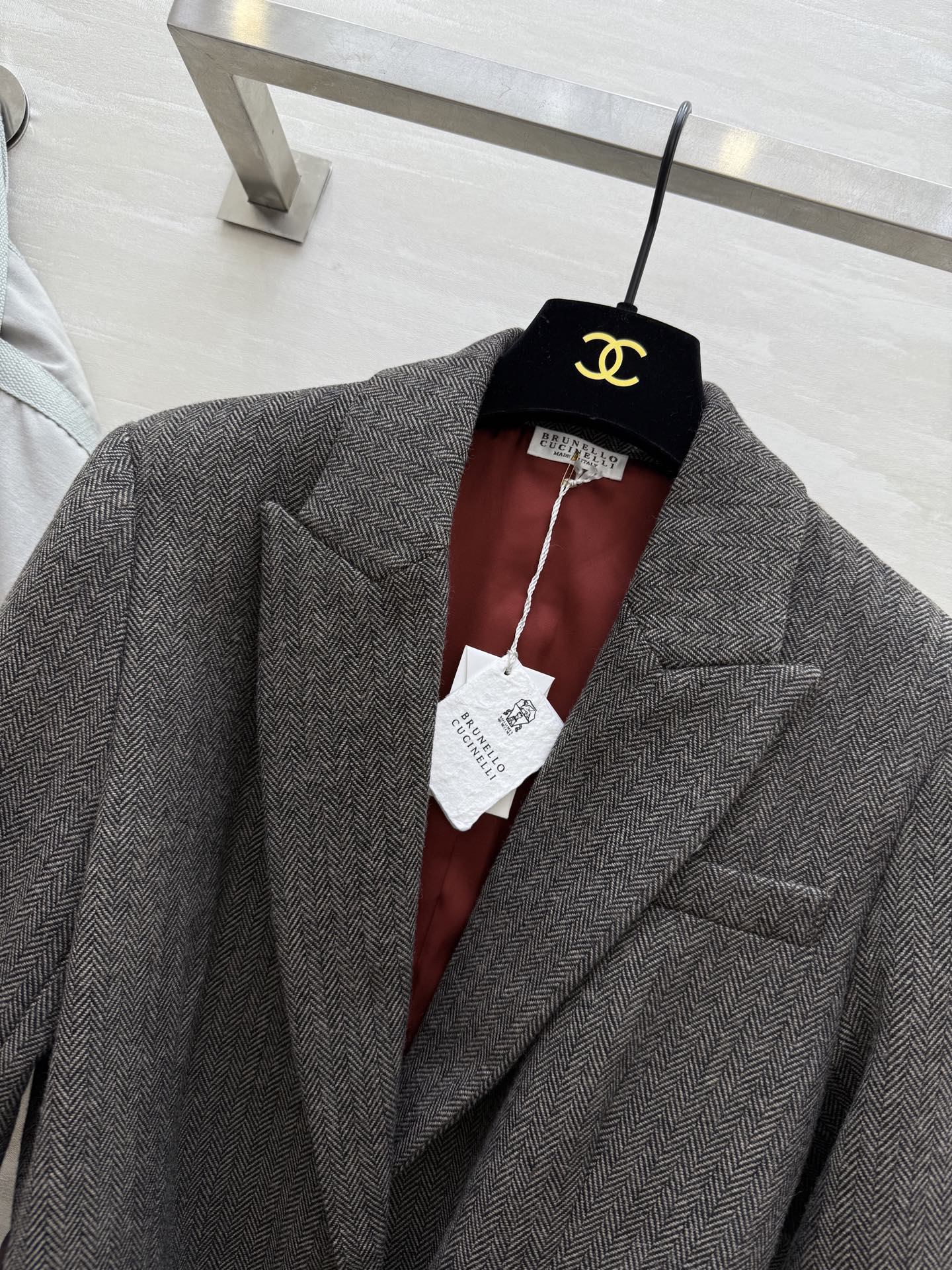 #BC²⁵秋冬新款 羊毛混纺人字纹西装外套 配送腰带收腰显瘦 高品质定制 现货首发size：S/M/L（