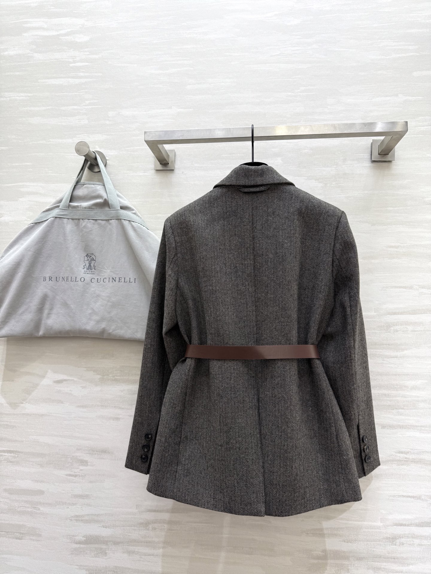 #BC²⁵秋冬新款 羊毛混纺人字纹西装外套 配送腰带收腰显瘦 高品质定制 现货首发size：S/M/L（