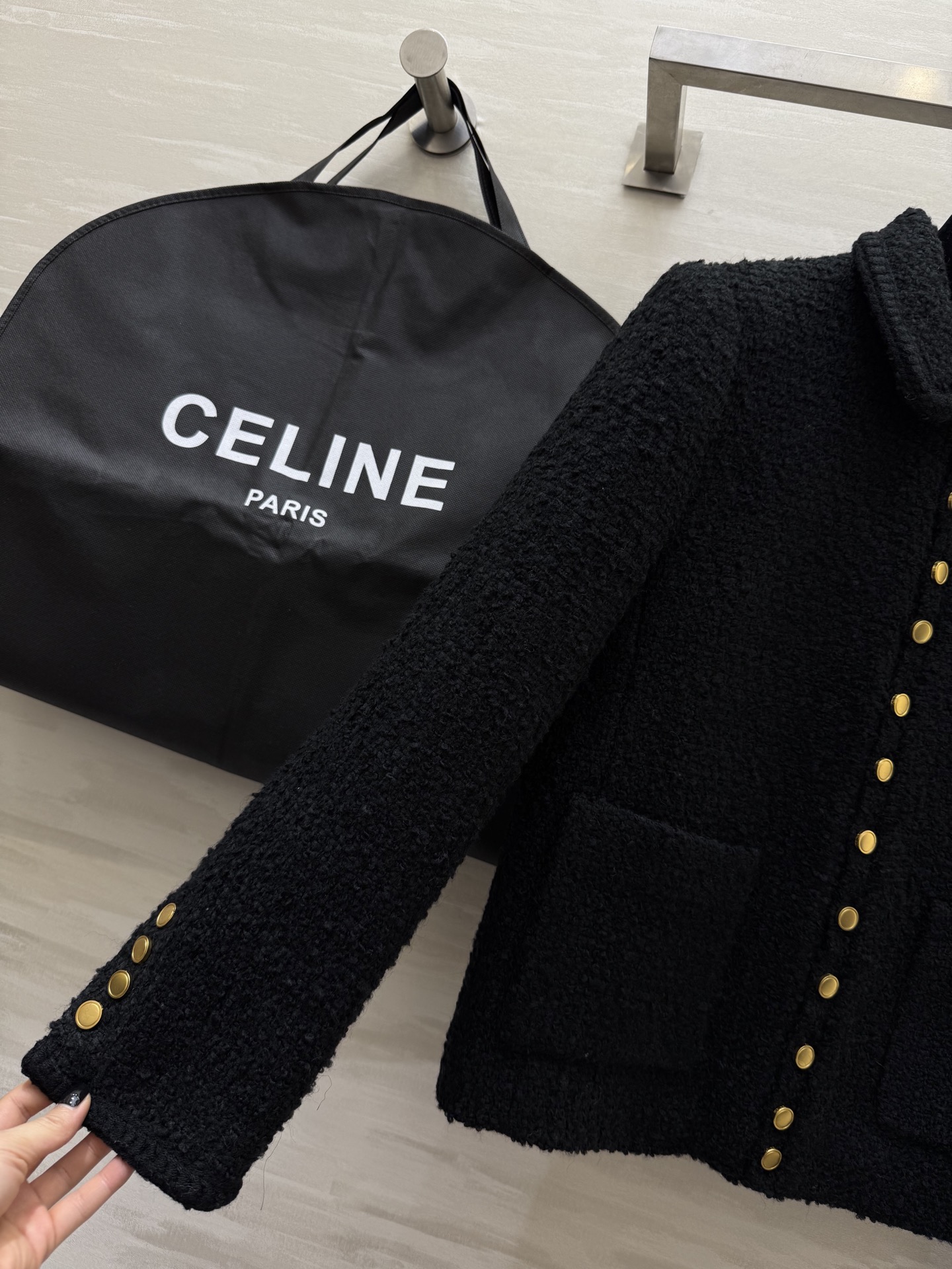 #Celi♡²⁵秋冬新款 羊毛混纺粗花呢外套 高品质定制 现货来size：S/M/L（s码肩宽：38，胸