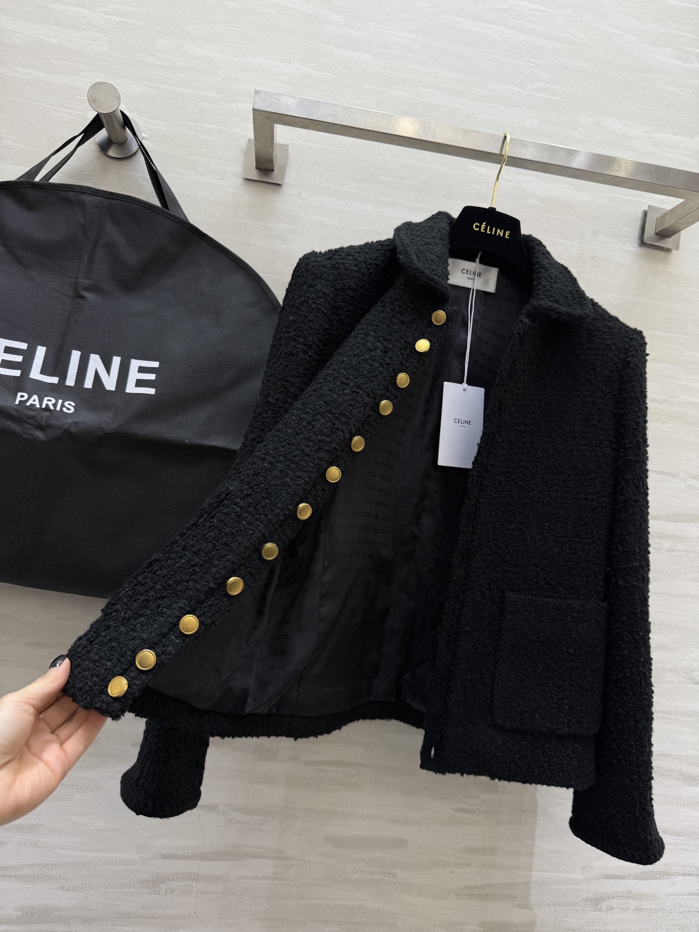 #Celi♡²⁵秋冬新款 羊毛混纺粗花呢外套 高品质定制 现货来size：S/M/L（s码肩宽：38，胸