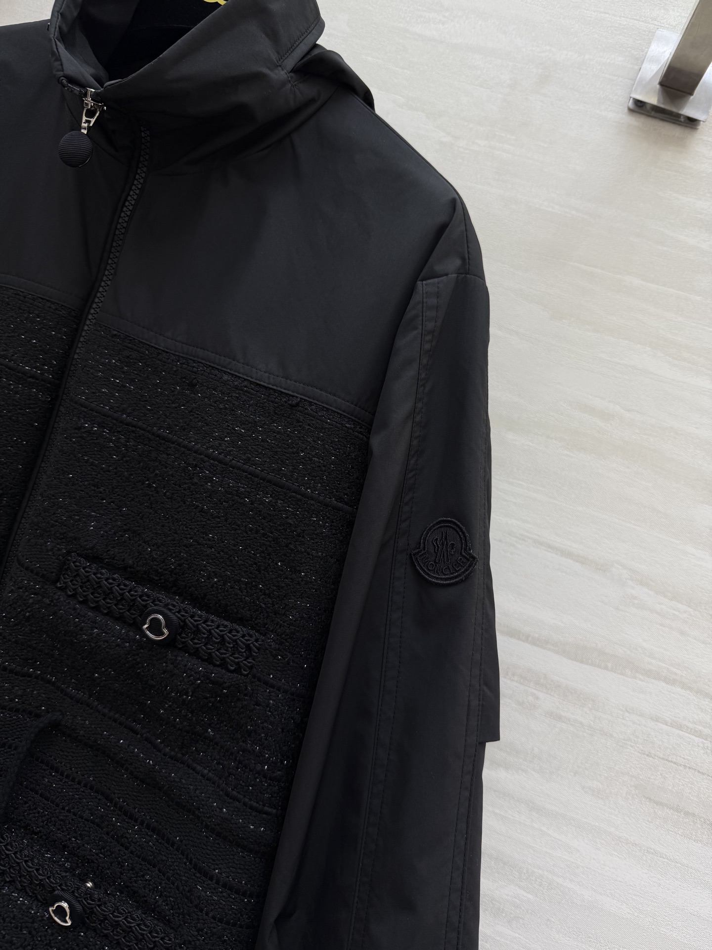 #Moncl♡²⁵秋冬新款 连帽花呢拼接外套 腰部灵活收腰显瘦 高品质 现货来size：S/M/L（s码