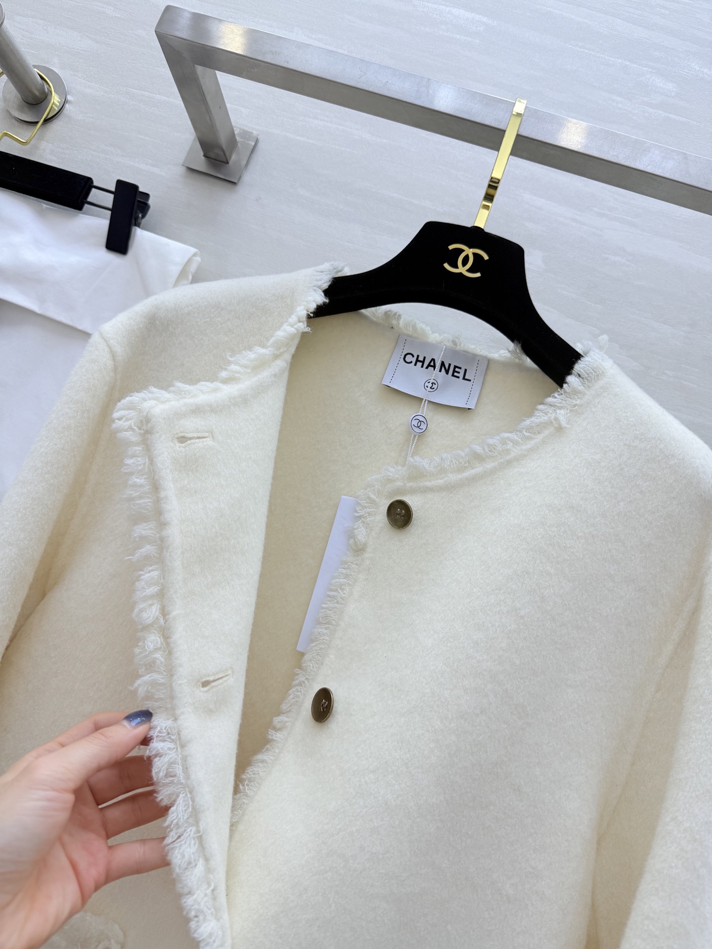 #Chane♡²⁵秋冬新款 双面呢羊毛外套 高品质定制 现货首发size：S/M/L（M码肩宽：46，胸