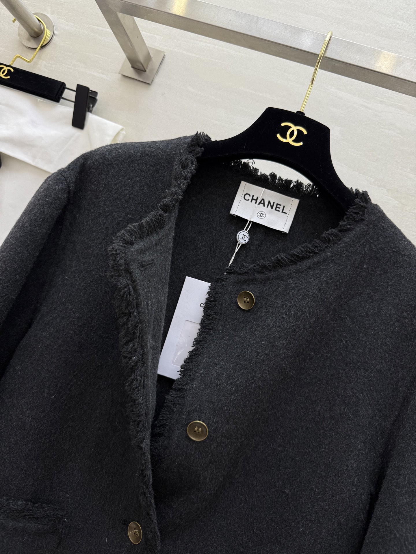 #Chane♡²⁵秋冬新款 双面呢羊毛外套 高品质定制 现货首发size：S/M/L（M码肩宽：46，胸