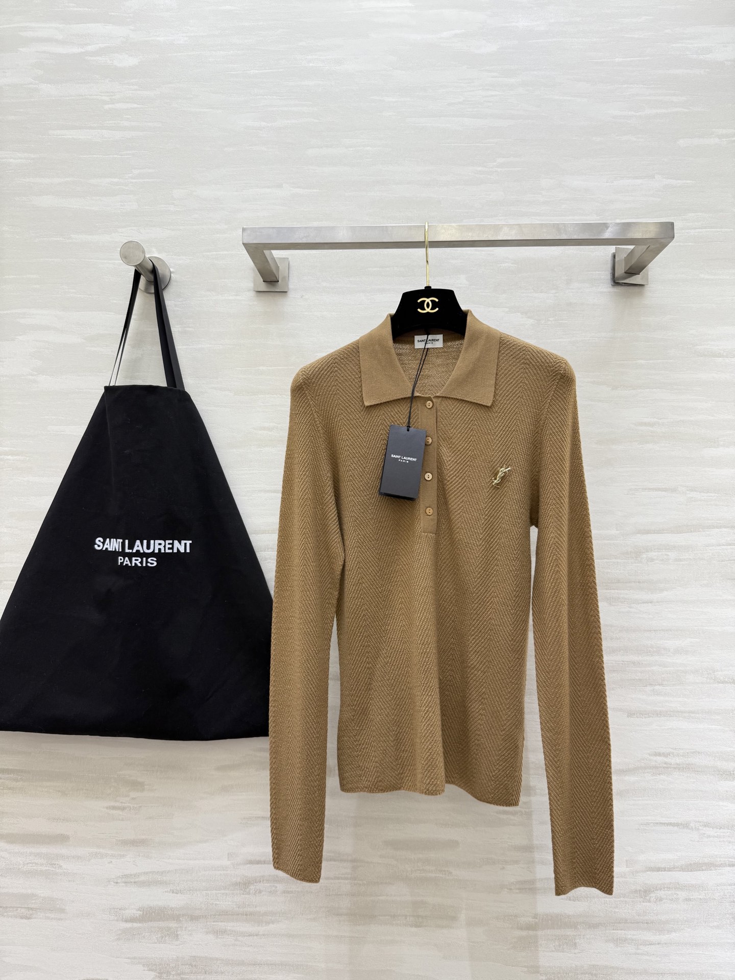 NO:666114,#ysl new merino wool lapel top, high quality customization, ready for sale, sizeS/M/L (M size bust 82, length 61), saint laurent,  19860909#ysl新款 美丽诺羊毛翻领上衣 高品质定制 现货首发sizeS/M/L（M码胸围82,衣长61）,,saint laurent, ,Women's clothing