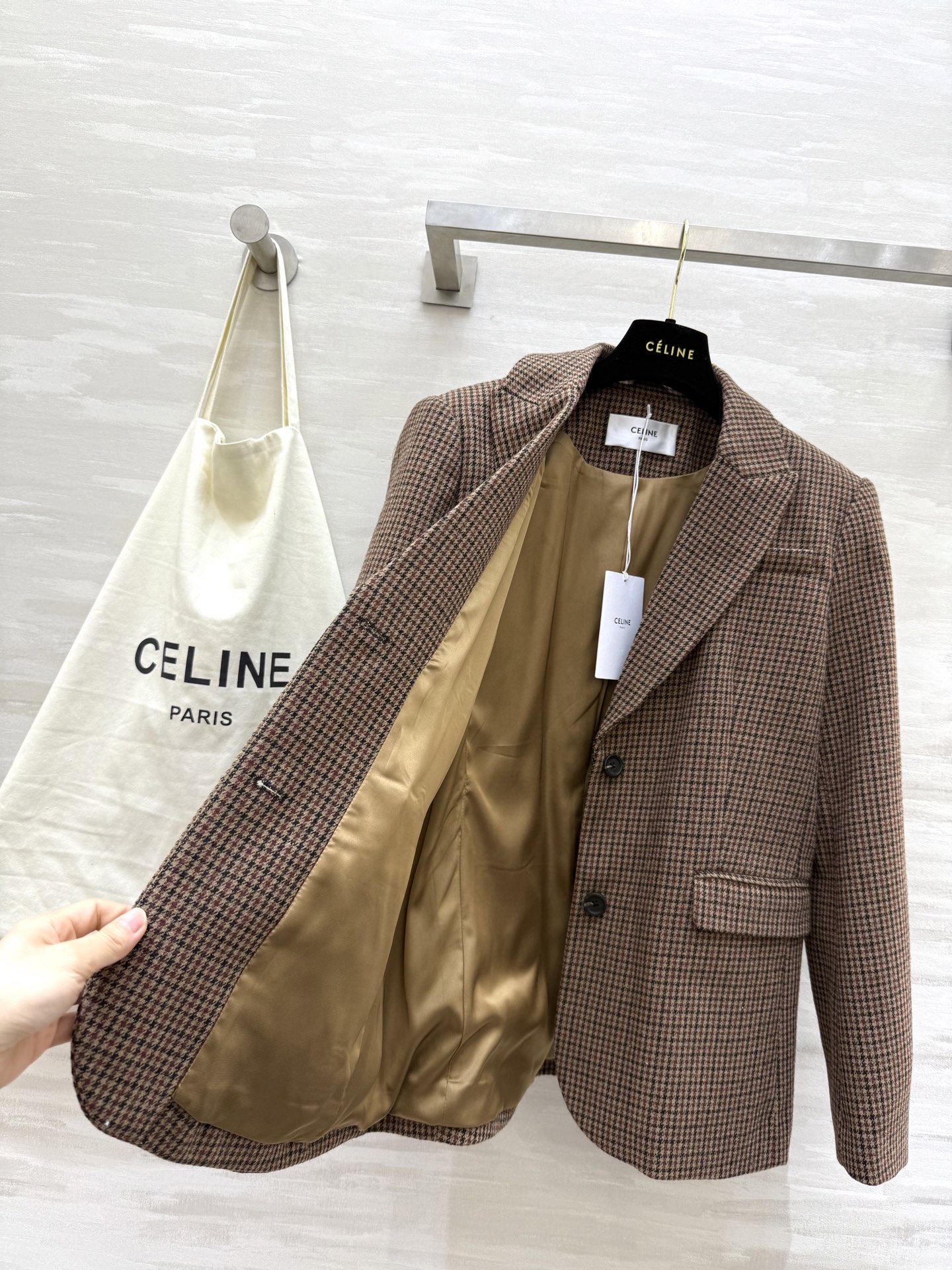 #Celin♡ 复古羊毛格纹西装外套 高品质定制 现货首发size：S/M/L（s码胸围：98，衣长：4