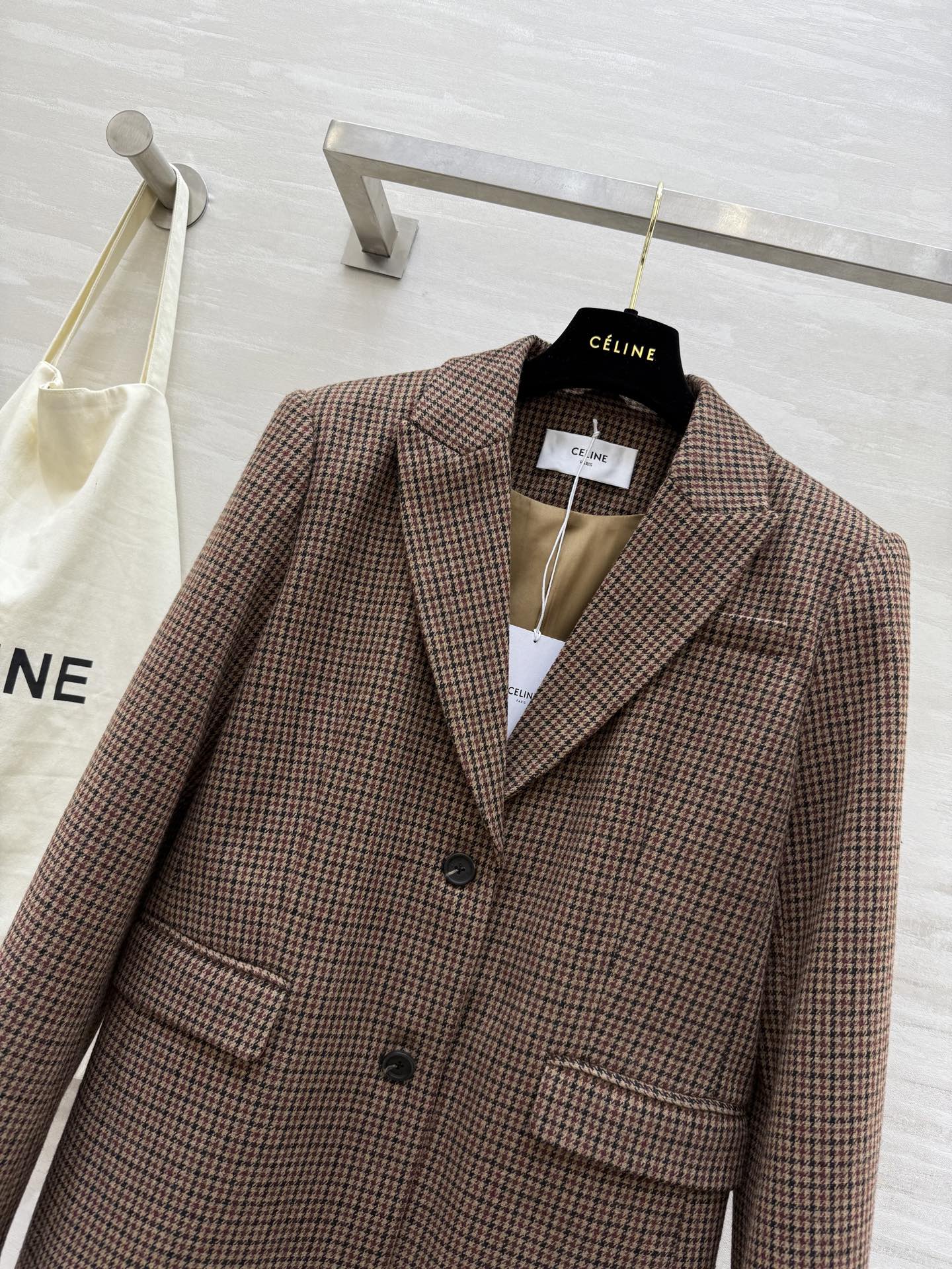 #Celin♡ 复古羊毛格纹西装外套 高品质定制 现货首发size：S/M/L（s码胸围：98，衣长：4