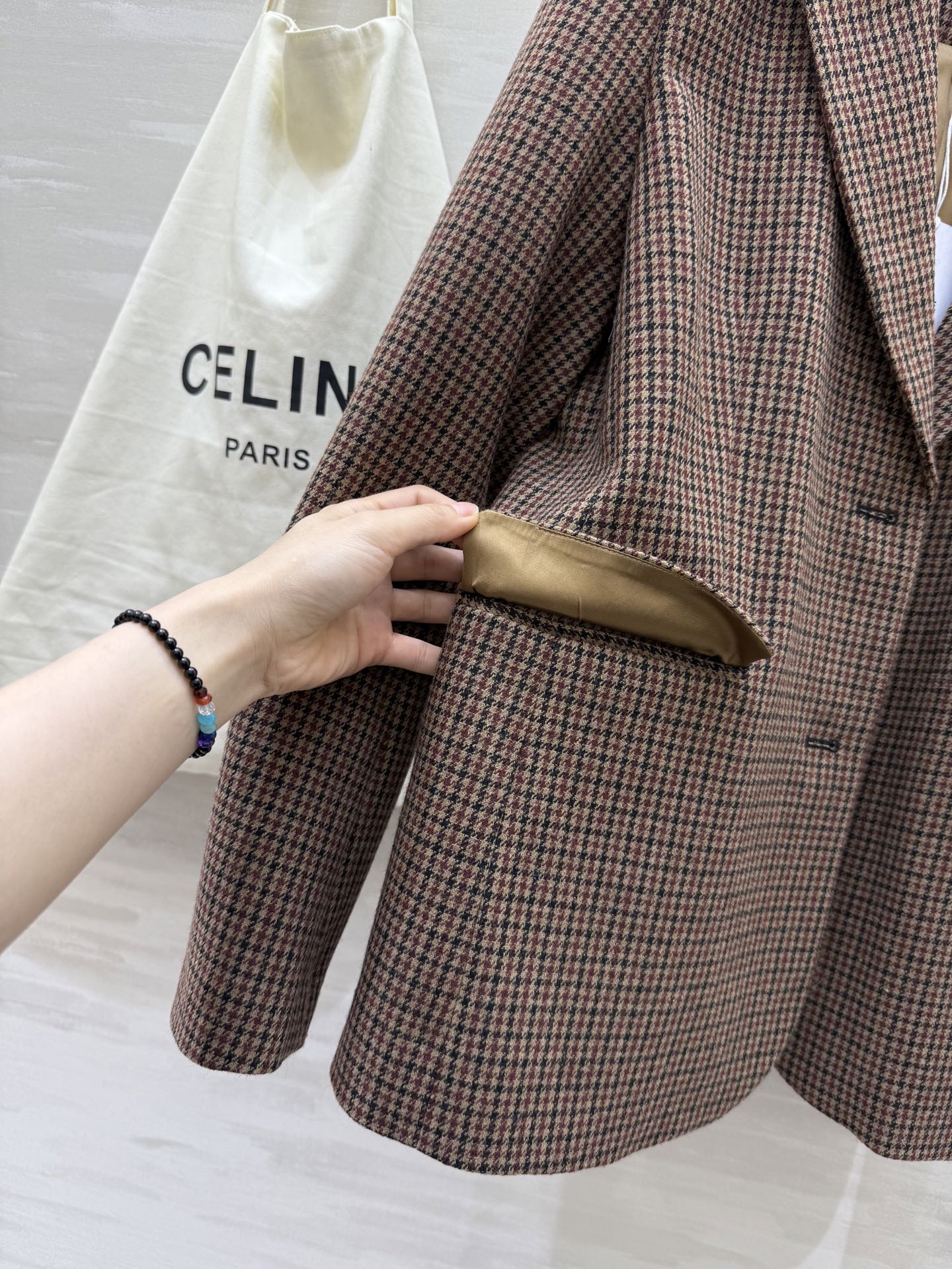 #Celin♡ 复古羊毛格纹西装外套 高品质定制 现货首发size：S/M/L（s码胸围：98，衣长：4