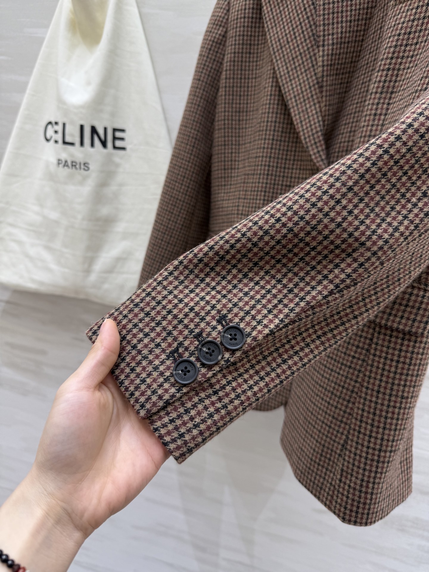 #Celin♡ 复古羊毛格纹西装外套 高品质定制 现货首发size：S/M/L（s码胸围：98，衣长：4