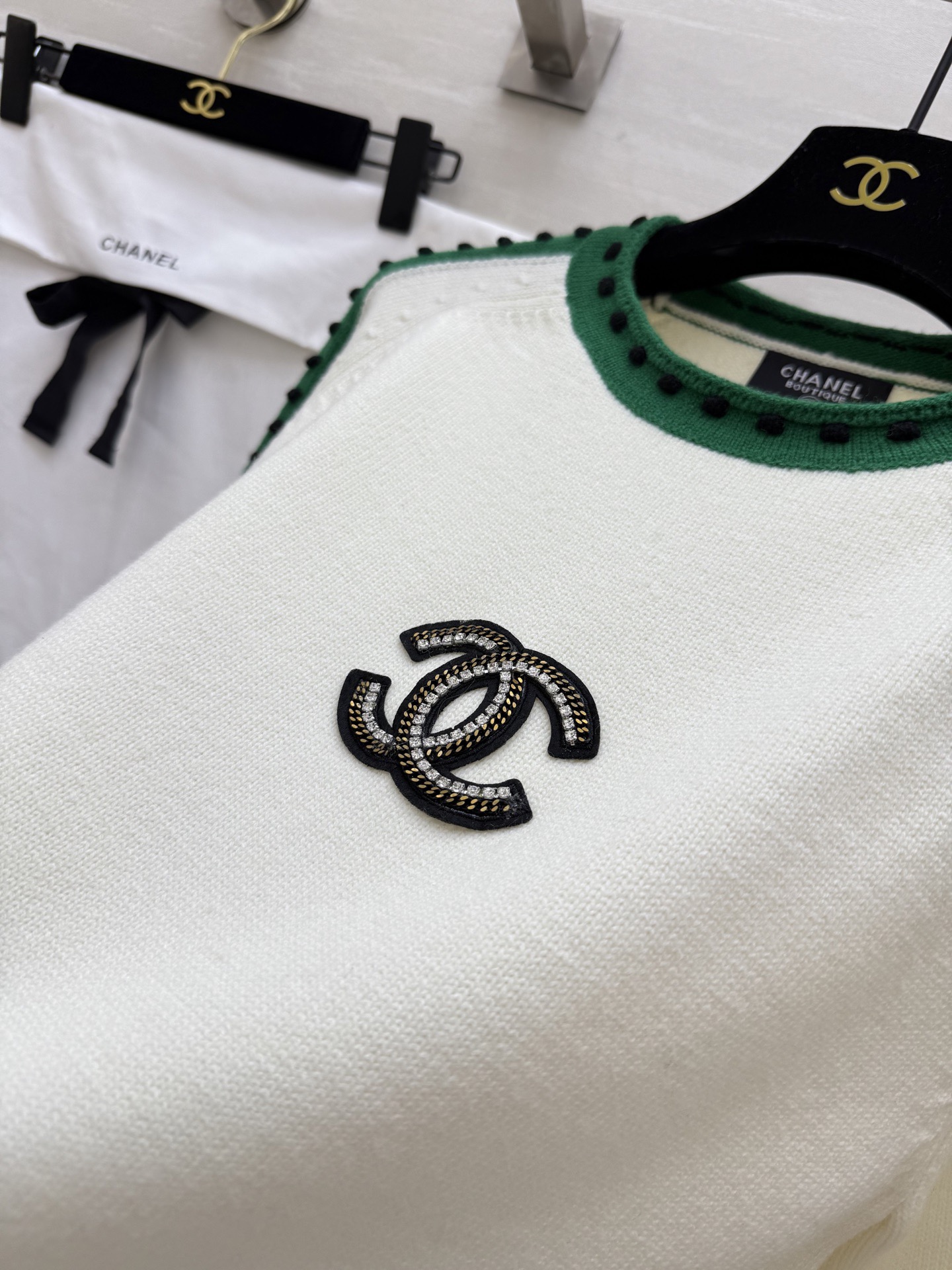 #Chane♡²⁵秋冬新款 中古系列 撞色羊毛上衣 高品质定制 现货首发size：36/38/40（38