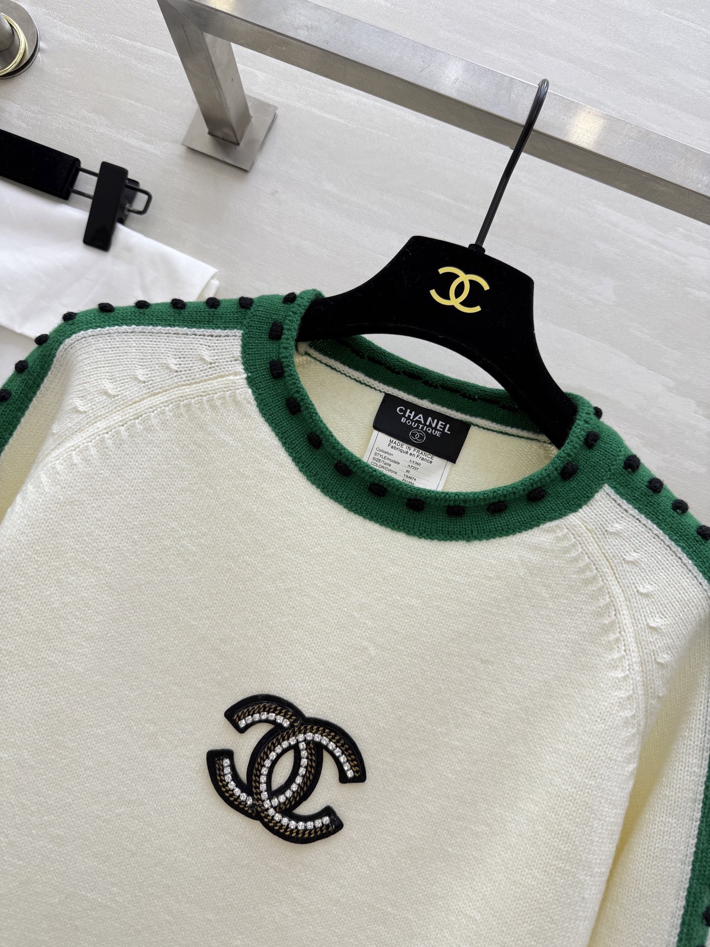 #Chane♡²⁵秋冬新款 中古系列 撞色羊毛上衣 高品质定制 现货首发size：36/38/40（38