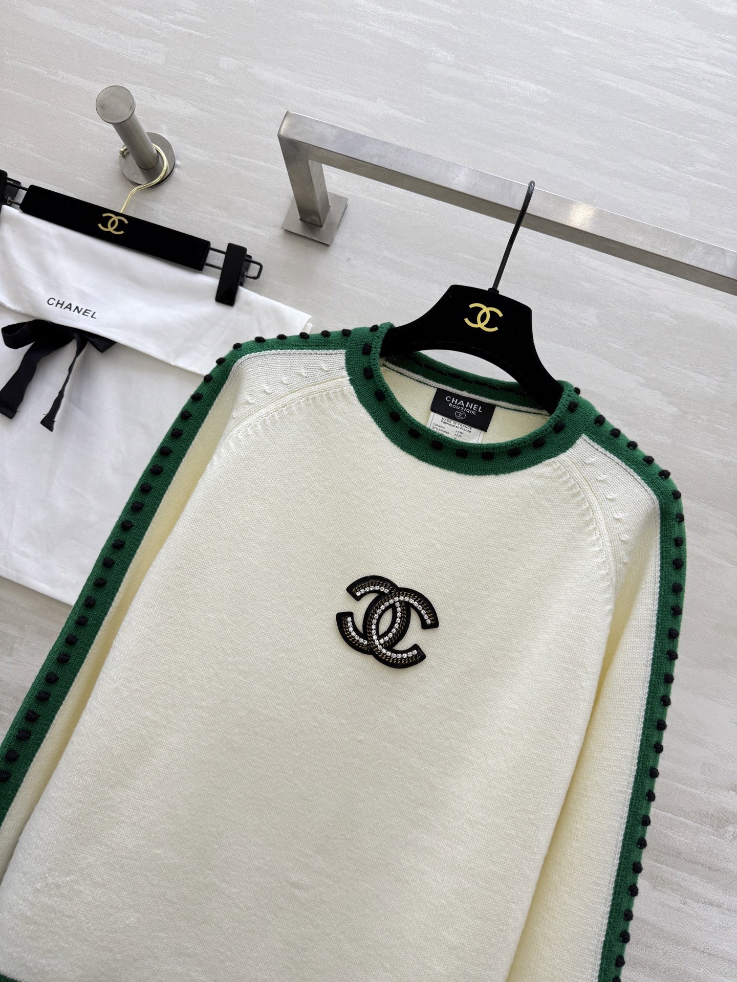 #Chane♡²⁵秋冬新款 中古系列 撞色羊毛上衣 高品质定制 现货首发size：36/38/40（38