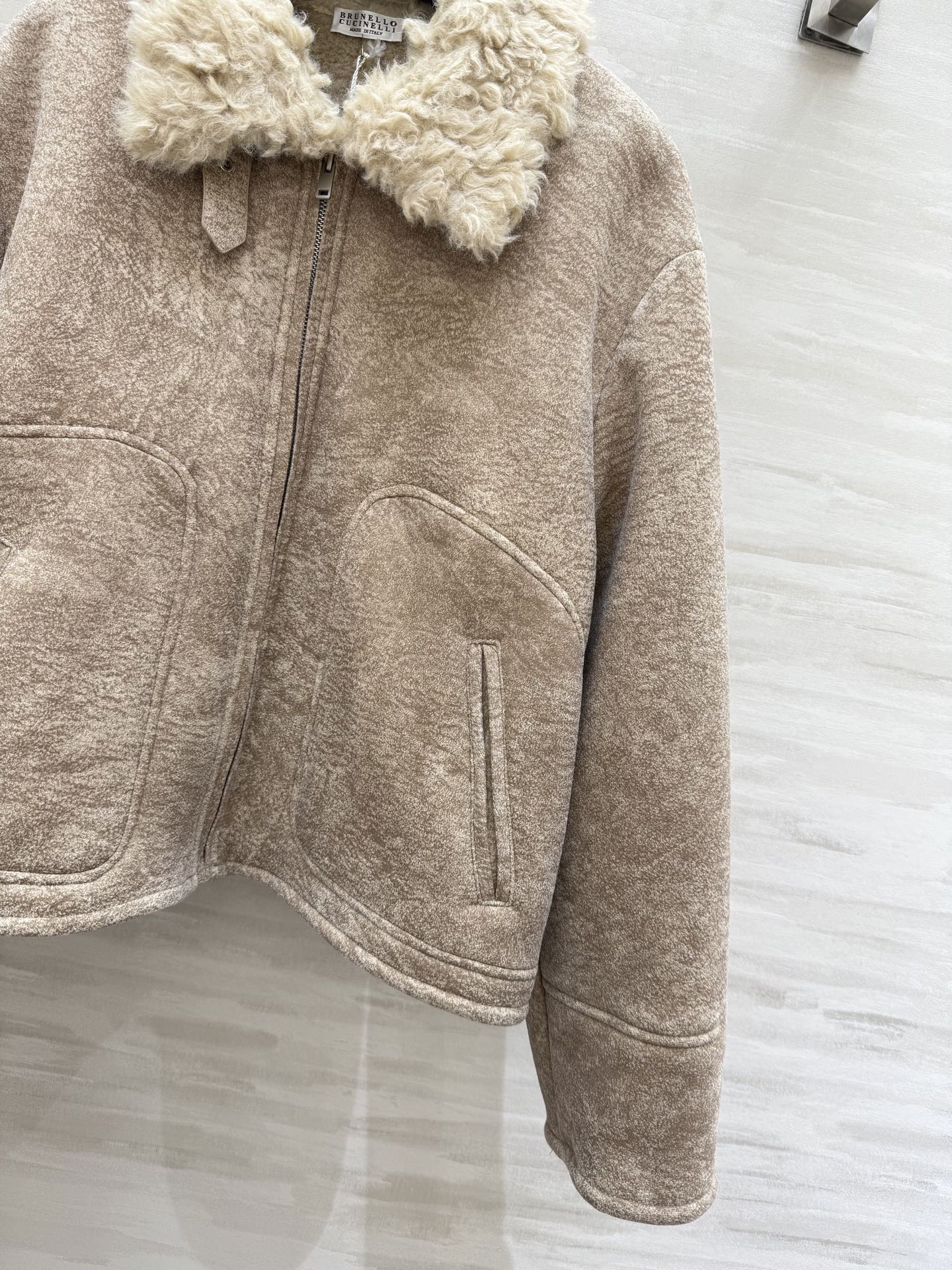 Brunello Cucinell♡羊羔毛麂皮翻领夹克外套 新贵老钱风 高品质定制 现货首发size：S