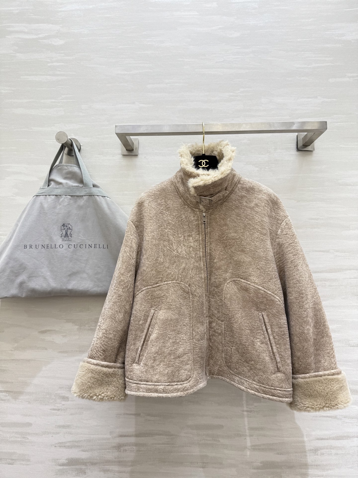 Brunello Cucinell♡羊羔毛麂皮翻领夹克外套 新贵老钱风 高品质定制 现货首发size：S